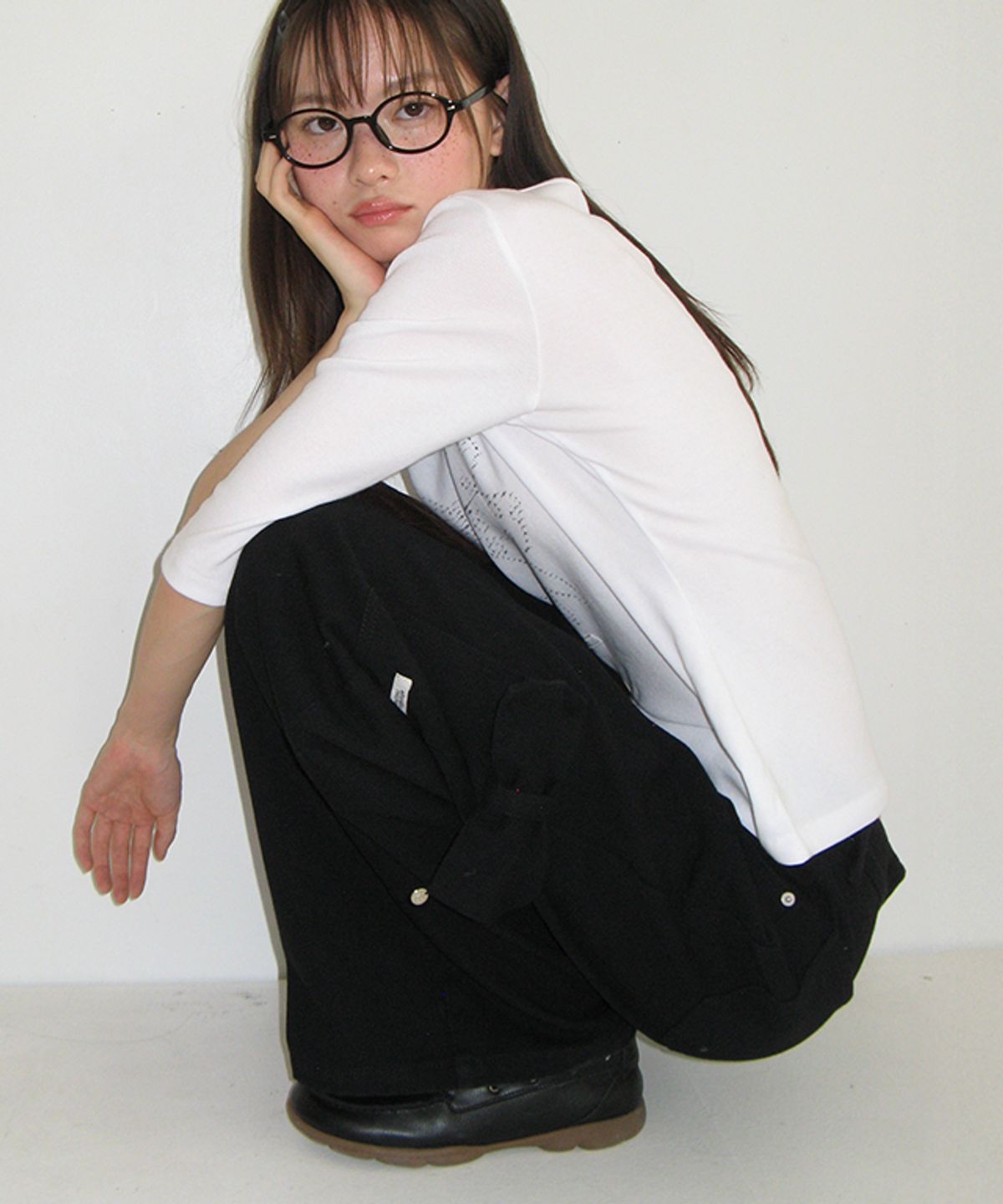 론론(RONRON) RIBBON POCKET CARGO DENIM PANTS BLACK