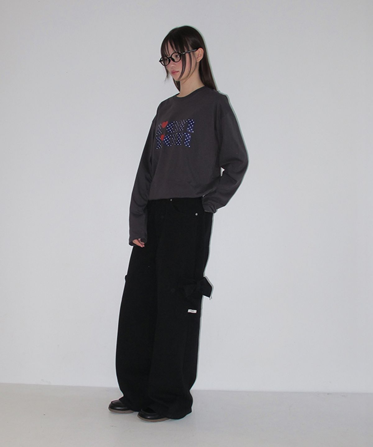 론론(RONRON) RIBBON POCKET CARGO DENIM PANTS BLACK