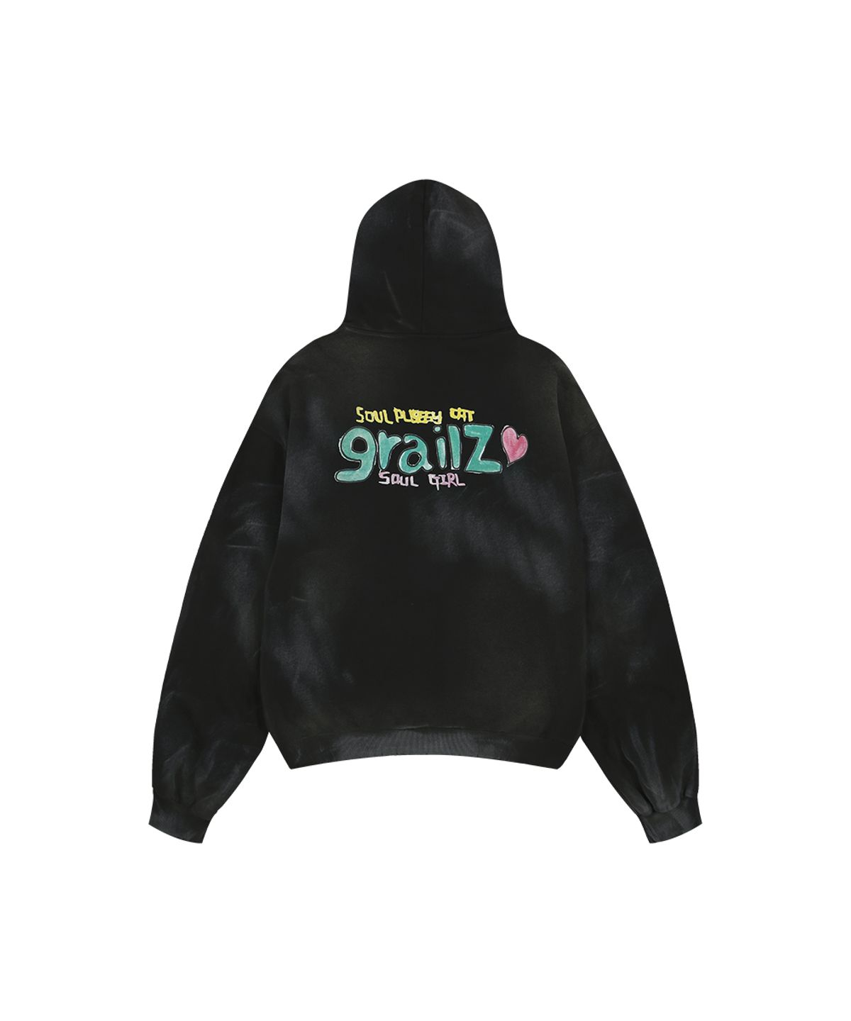 그레일즈(GRAILZ) [SOULPUSSSYCAT X GRAILZ] PARODY WASHED HOODIE [BLACK]