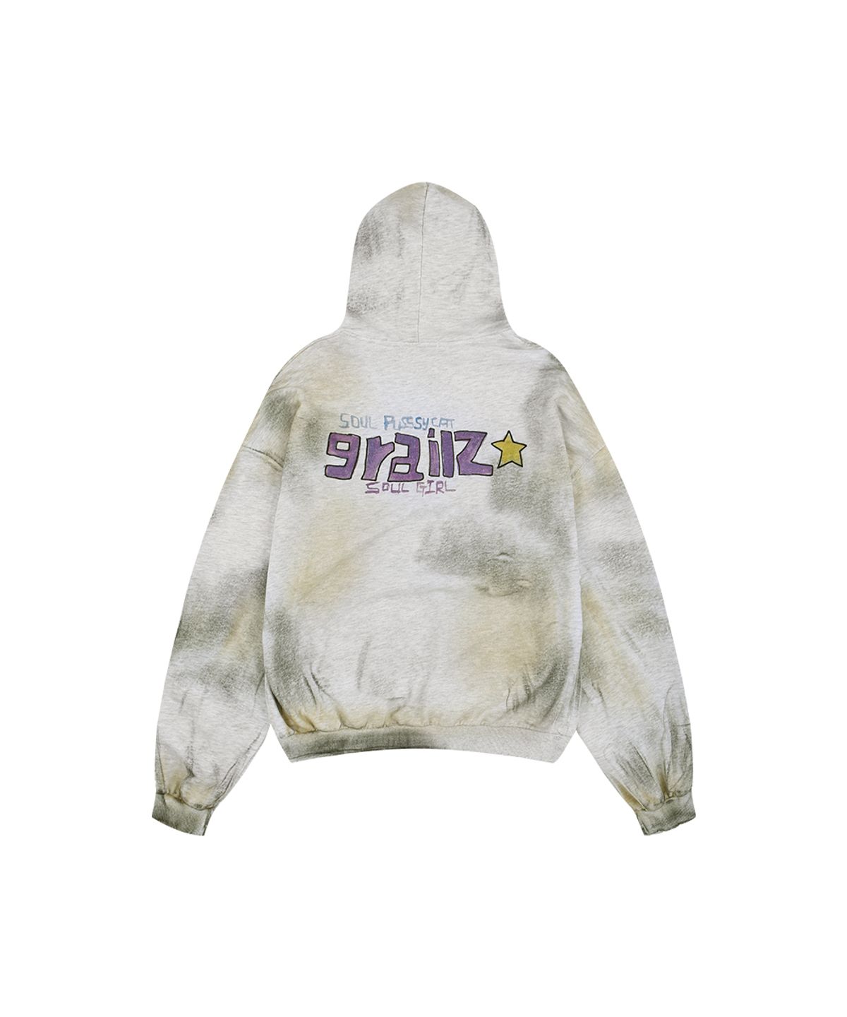 그레일즈(GRAILZ) [SOULPUSSSYCAT X GRAILZ] PARODY DIRTY HOODIE [MELANGE GRAY]