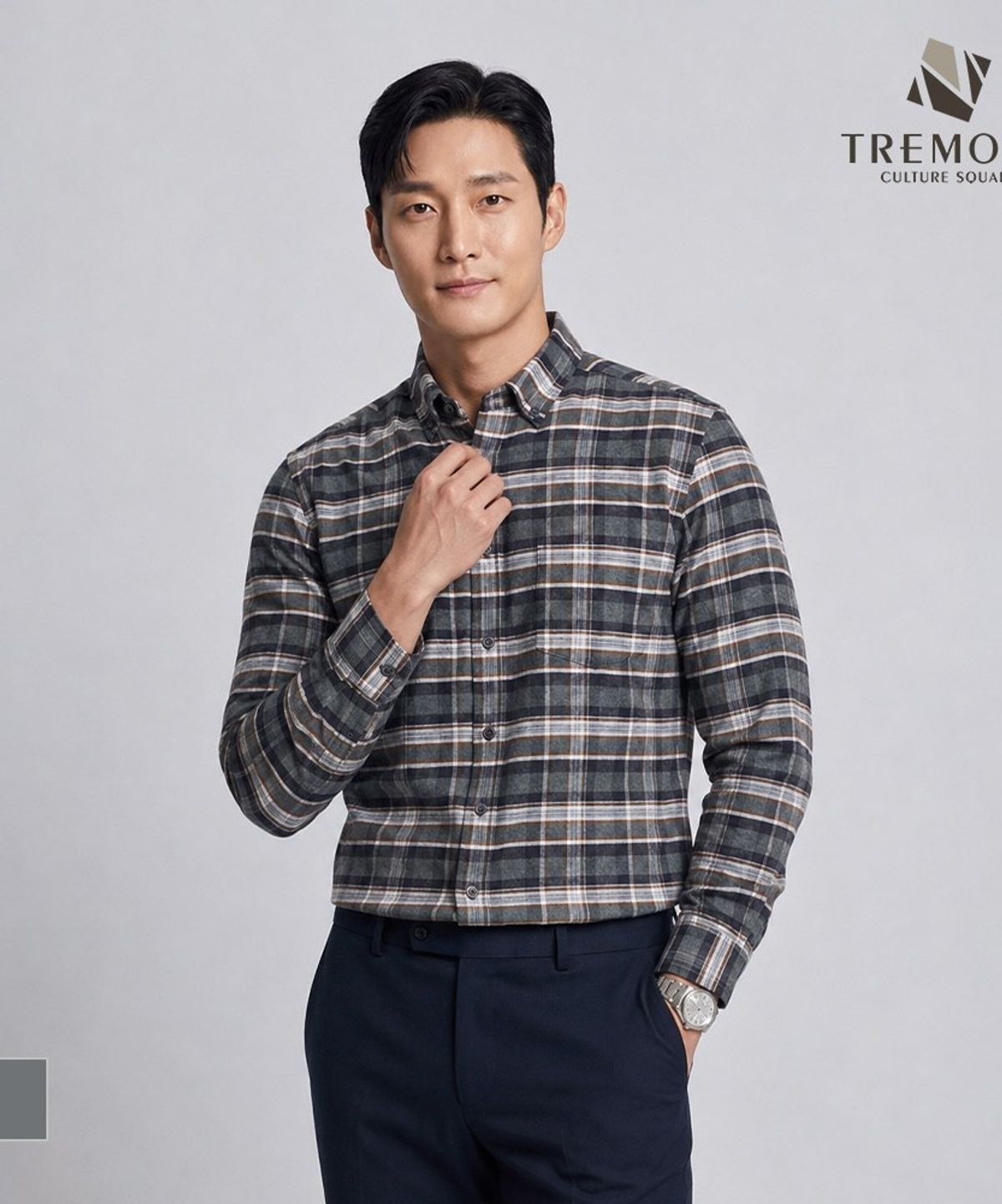 트레몰로(TREMOLO) 체크패턴 면100 셔츠_TRNNL3F8551