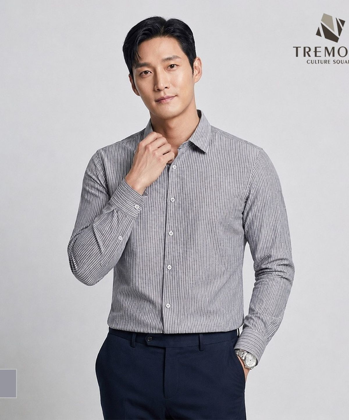 트레몰로(TREMOLO) 스트라이프 코튼 셔츠_TRNNL3F8501