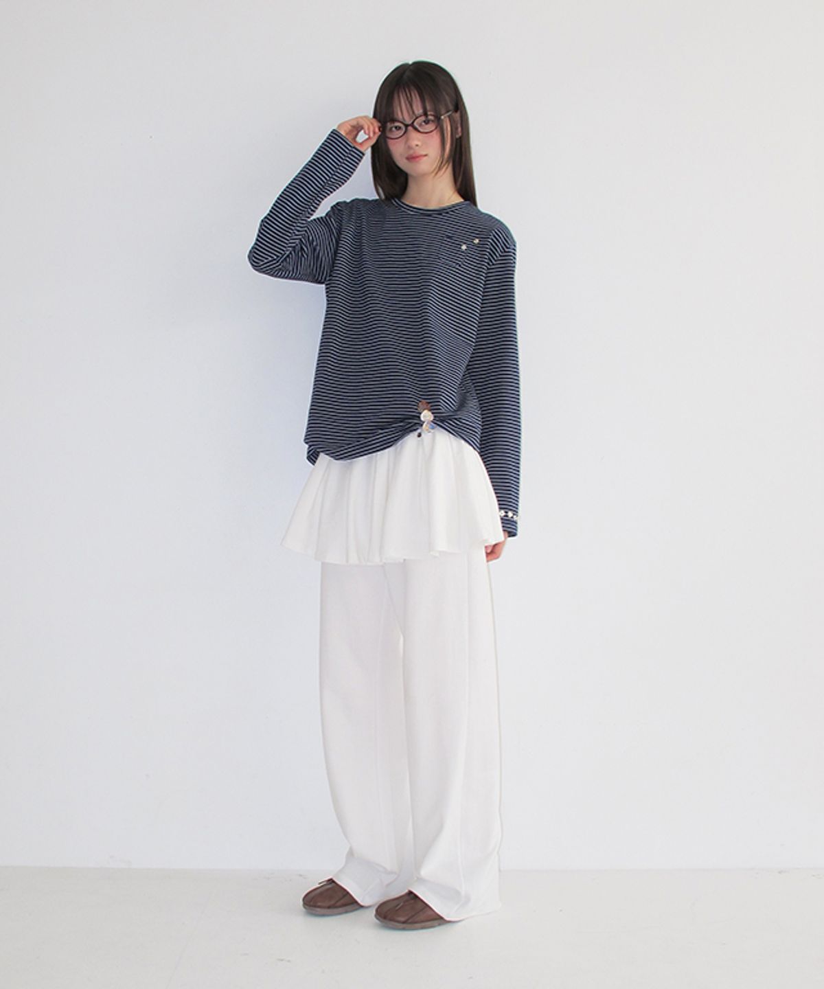 론론(RONRON) PEPLUM RUFFLE PANTSKIRT WHITE