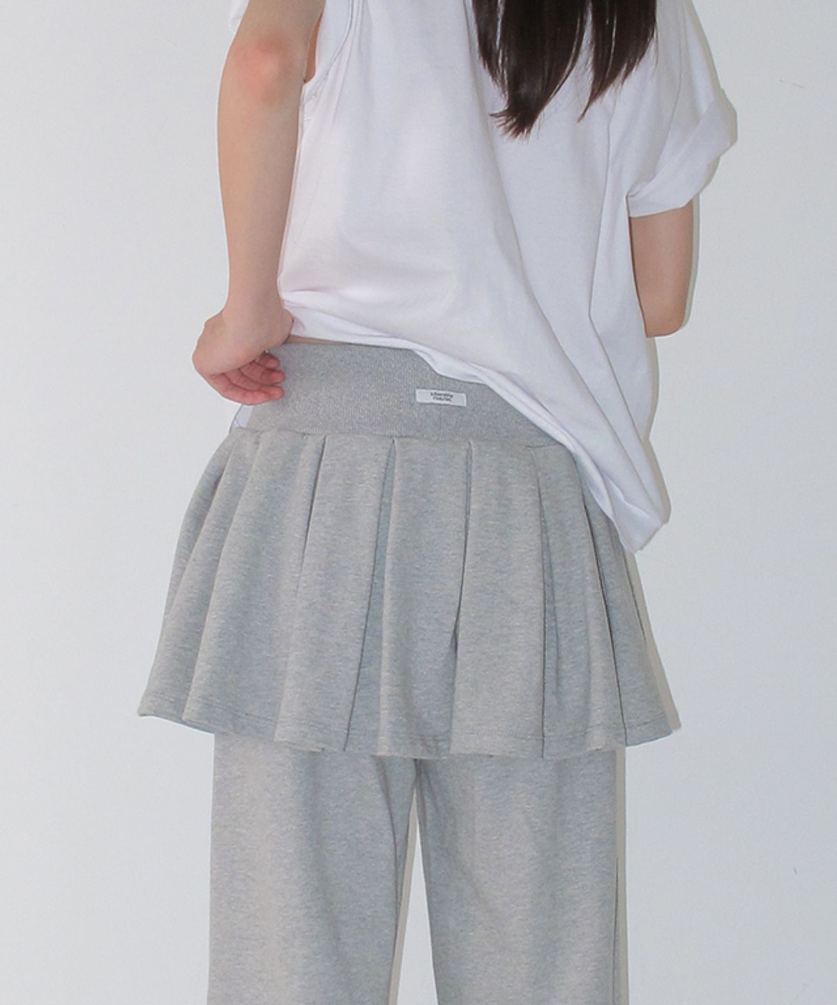 론론(RONRON) PEPLUM RUFFLE PANTSKIRT MELANGE GREY