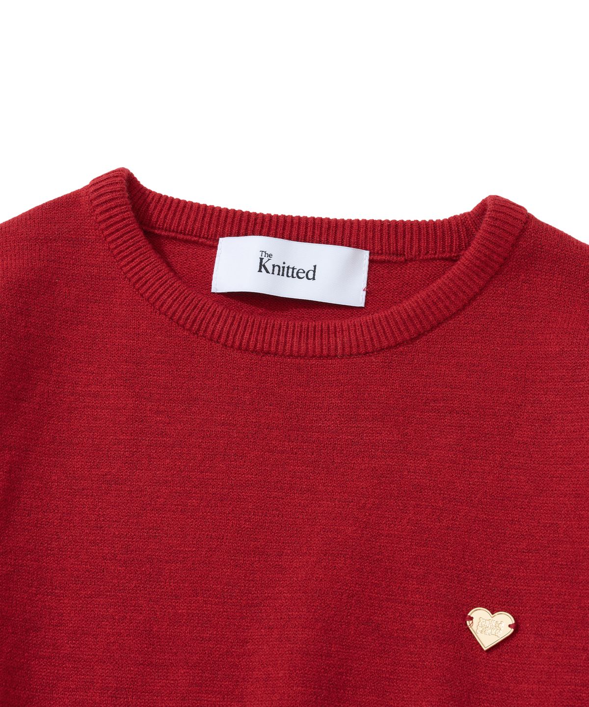 니티드(KNITTED) (W) 베이직 에센셜 워셔블 라운드 니트 RED