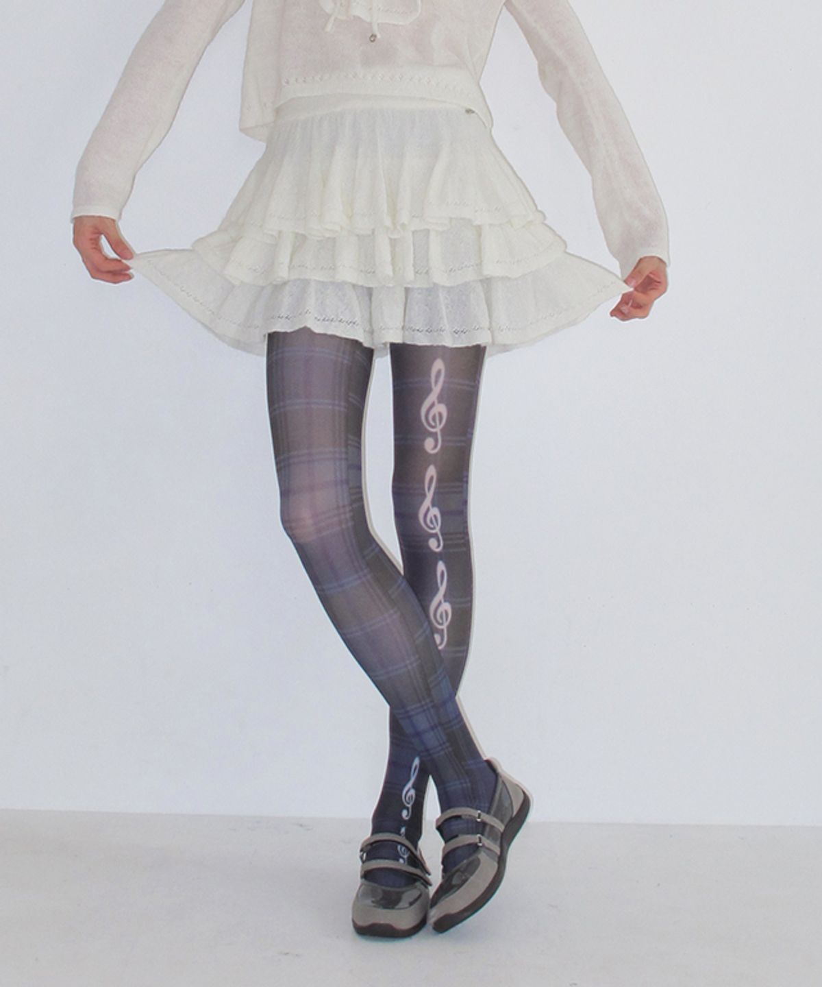 론론(RONRON) RUFFLE SKASHI KNIT CANCAN SKIRT IVORY