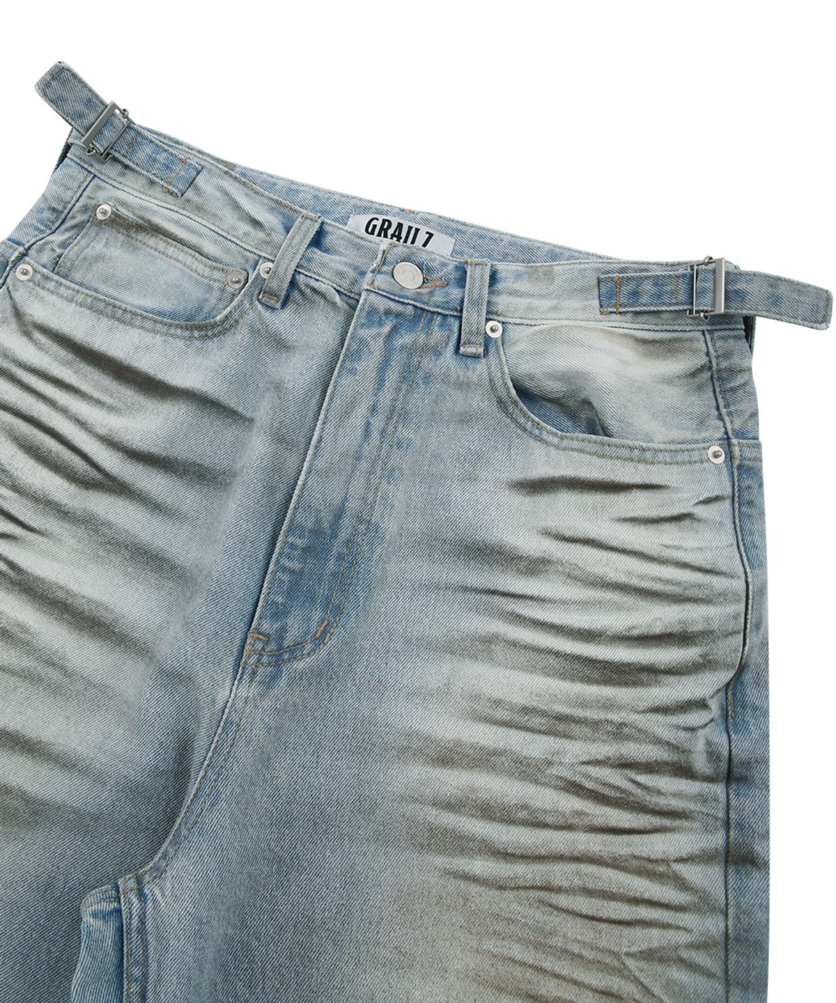 그레일즈(GRAILZ) DIRTY WASHED DENIM PANTS [LIGHT BLUE]