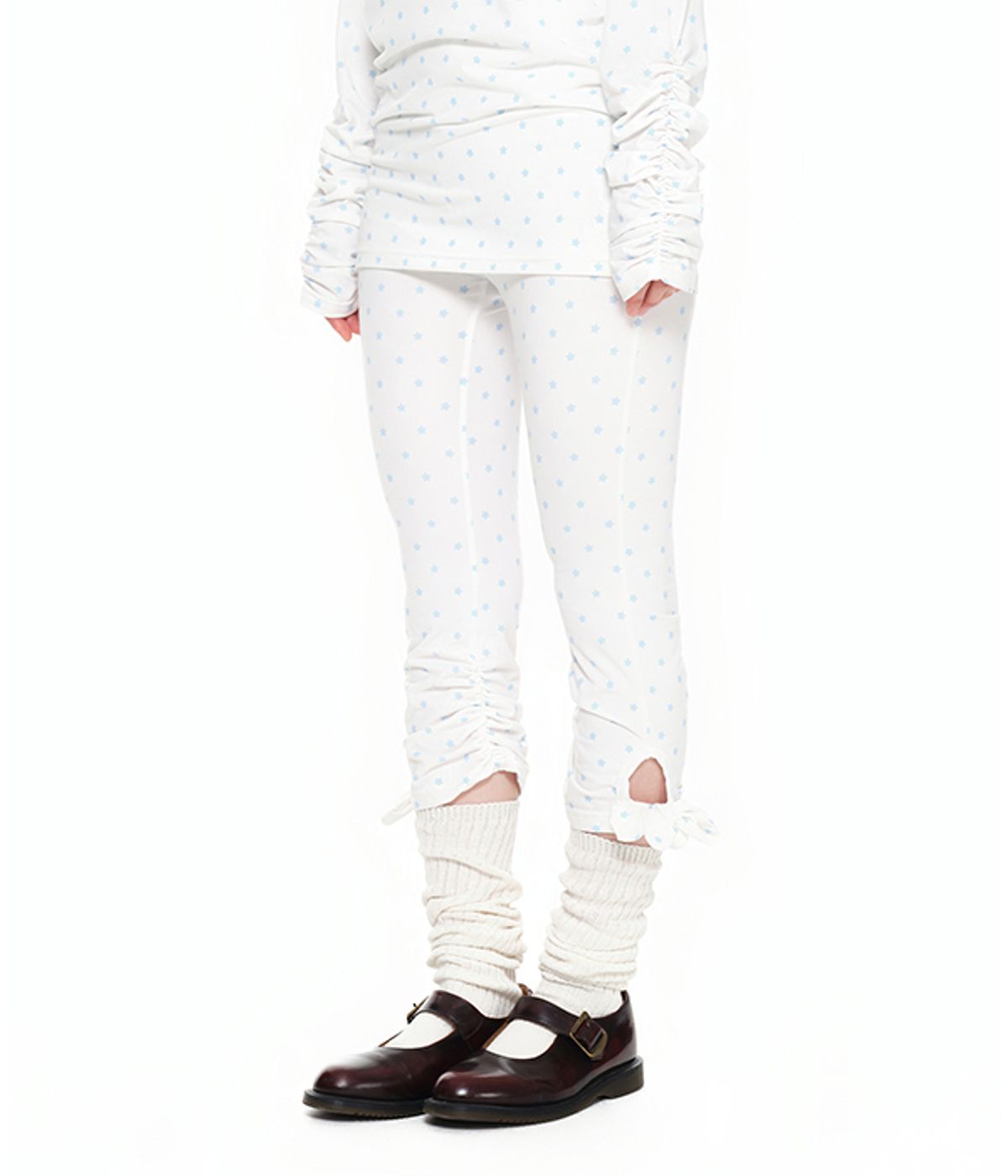 유쓰배쓰(YOUTHBATH) Ribbon-Tie Cropped Leggings_Star white