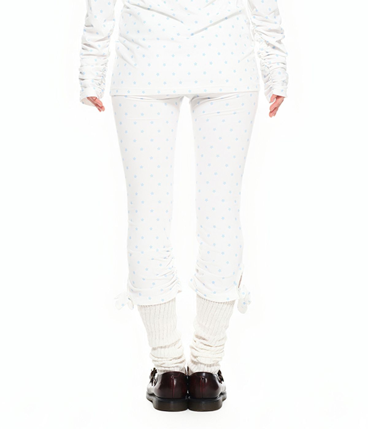 유쓰배쓰(YOUTHBATH) Ribbon-Tie Cropped Leggings_Star white