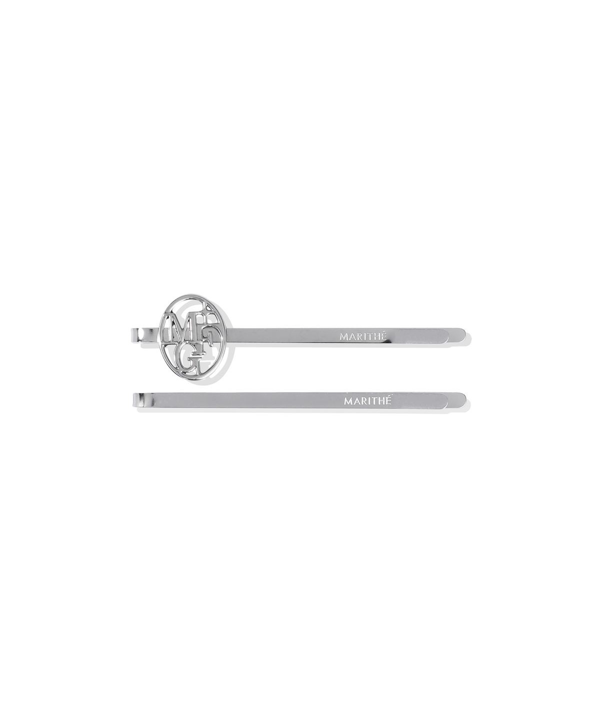 마리떼 프랑소와 저버(MARITHÉ + FRANҪOIS GIRBAUD) CIRCLE LOGO SLIM METAL HAIR PIN 2PACK silver