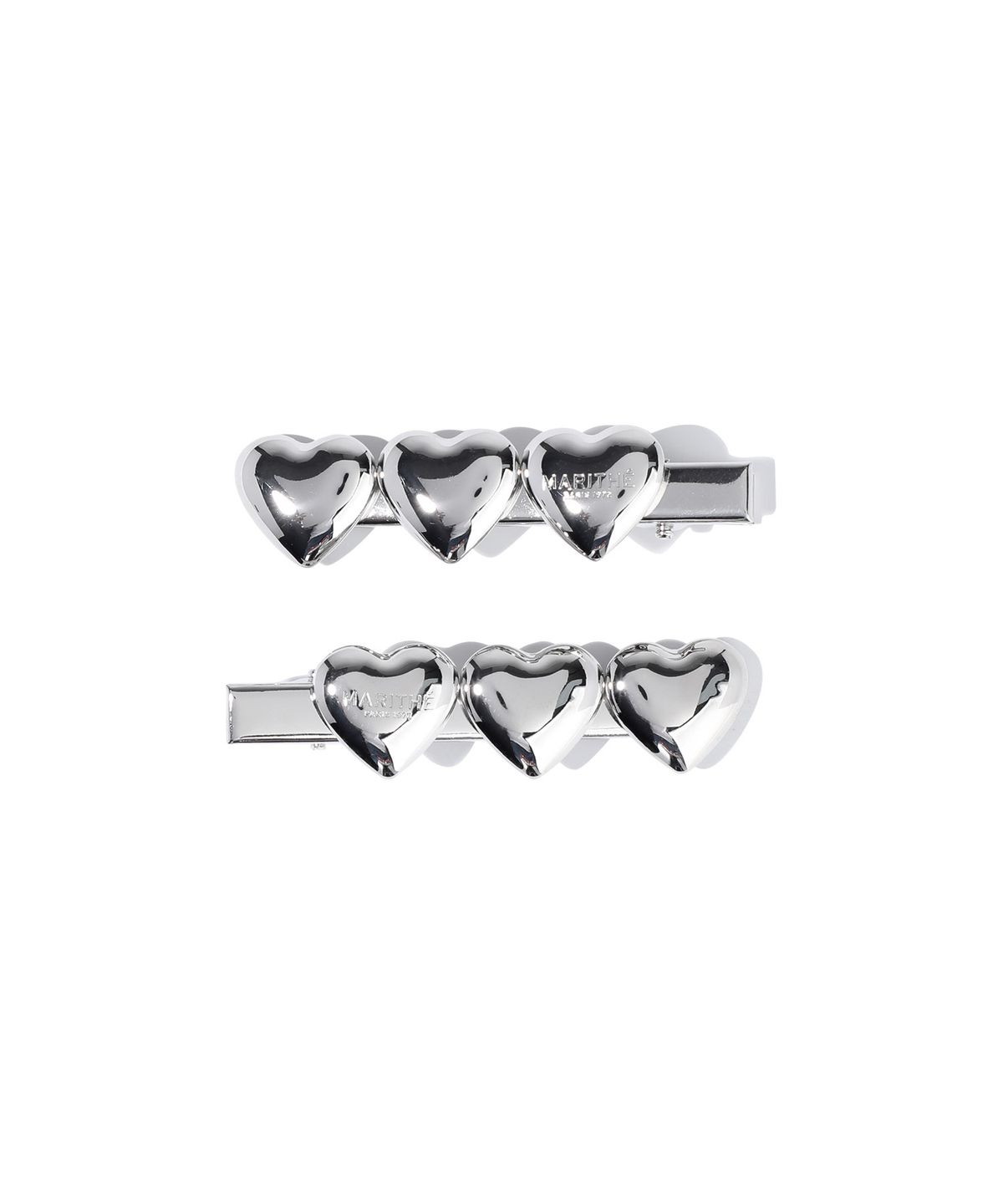 마리떼 프랑소와 저버(MARITHÉ + FRANҪOIS GIRBAUD) REGULAR LOGO HEART METAL HAIR PIN 2PACK silver
