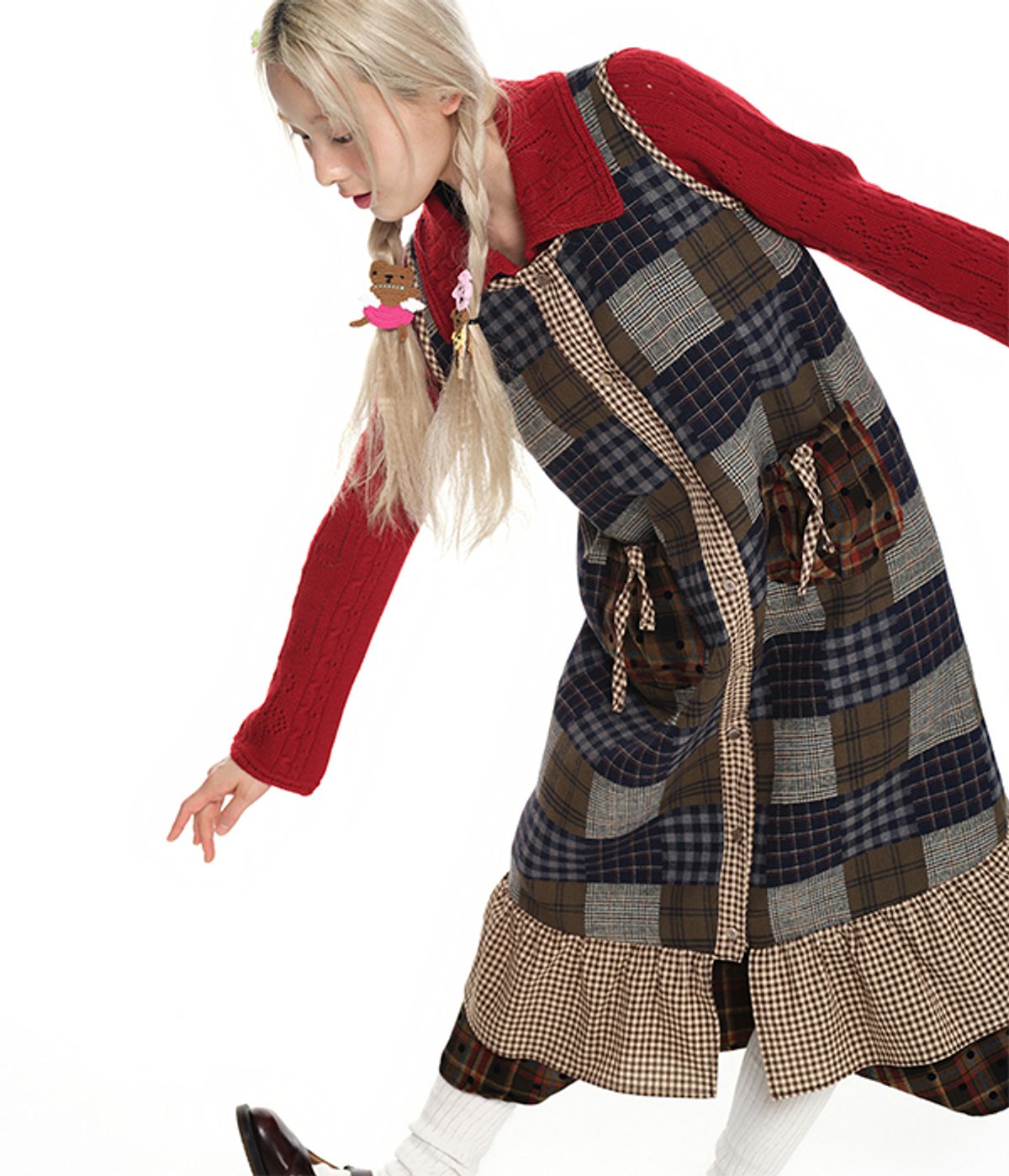 유쓰배쓰(YOUTHBATH) Sleeveless Pocket Frill Dress_check