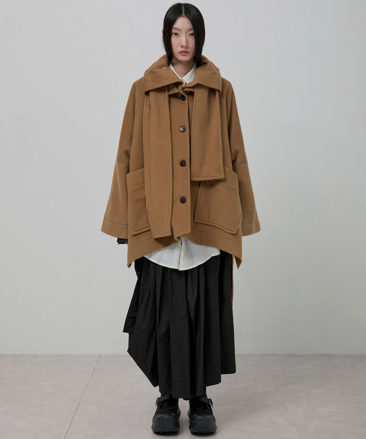 플레어업(FLAREUP) Wool Muffler Coat (FL-051_Dark Beige)