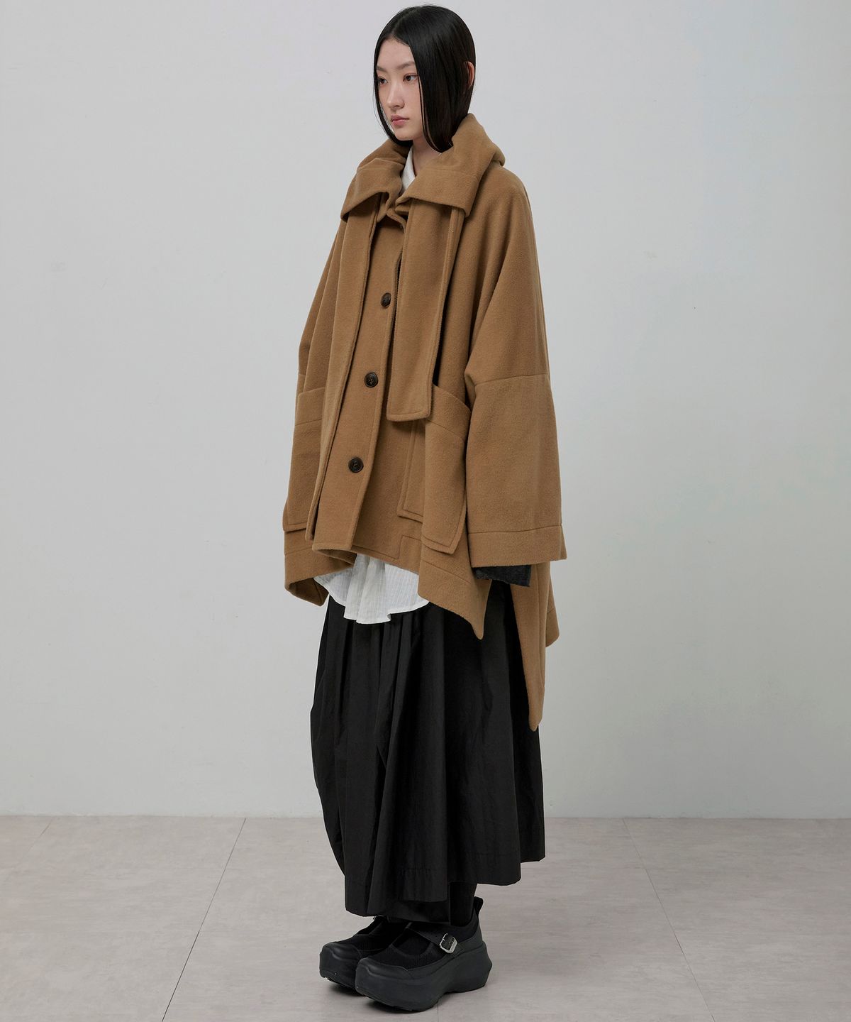 플레어업(FLAREUP) Wool Muffler Coat (FL-051_Dark Beige)