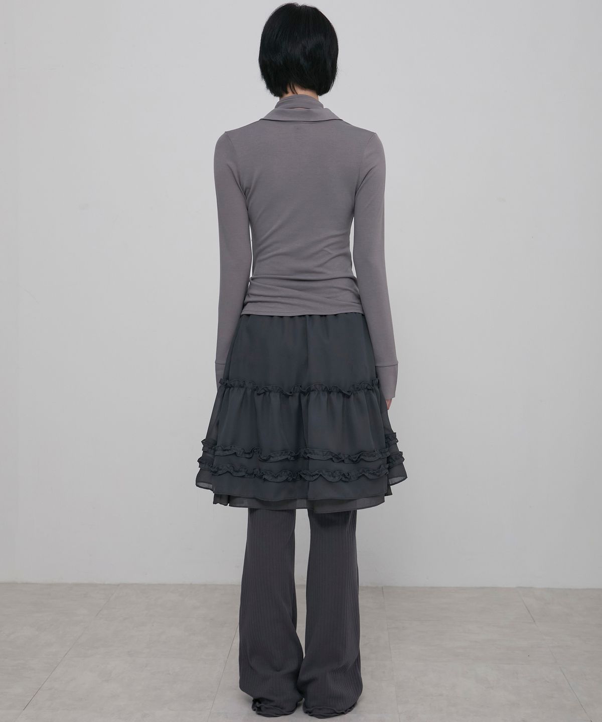 플레어업(FLAREUP) 3-Layered Ruffle Skirt Pants (FL-260_Charcoal)