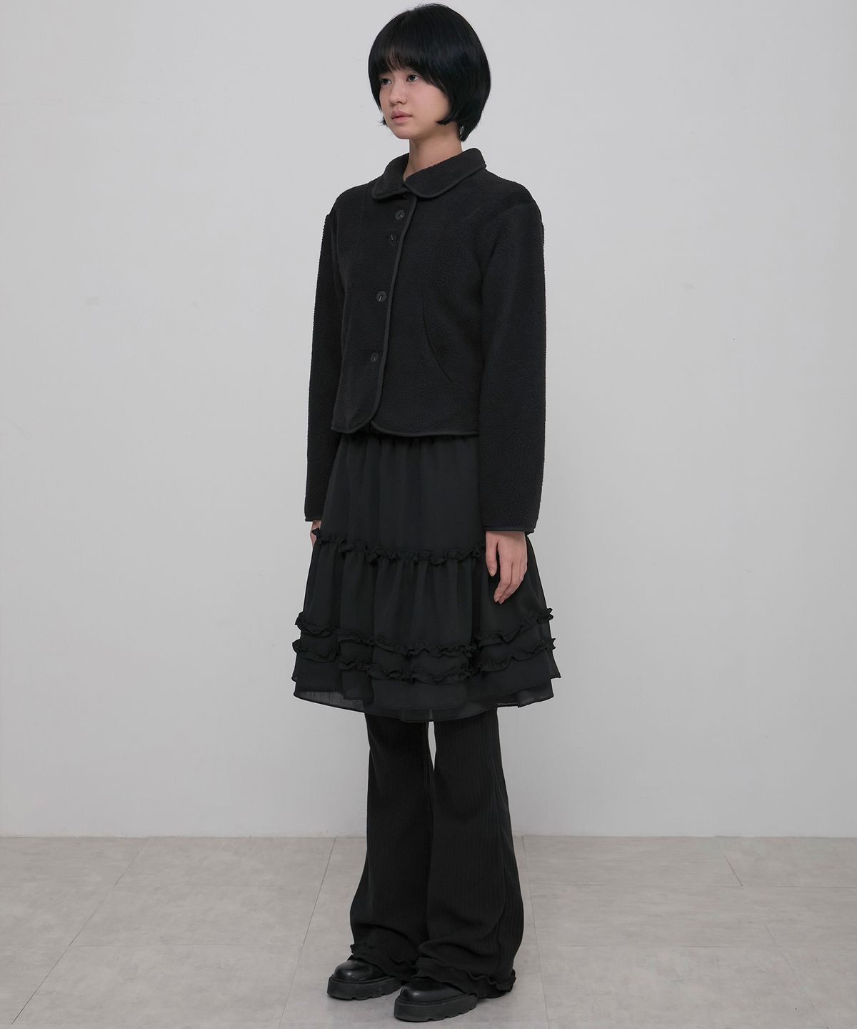 플레어업(FLAREUP) 3-Layered Ruffle Skirt Pants (FL-260_Black)