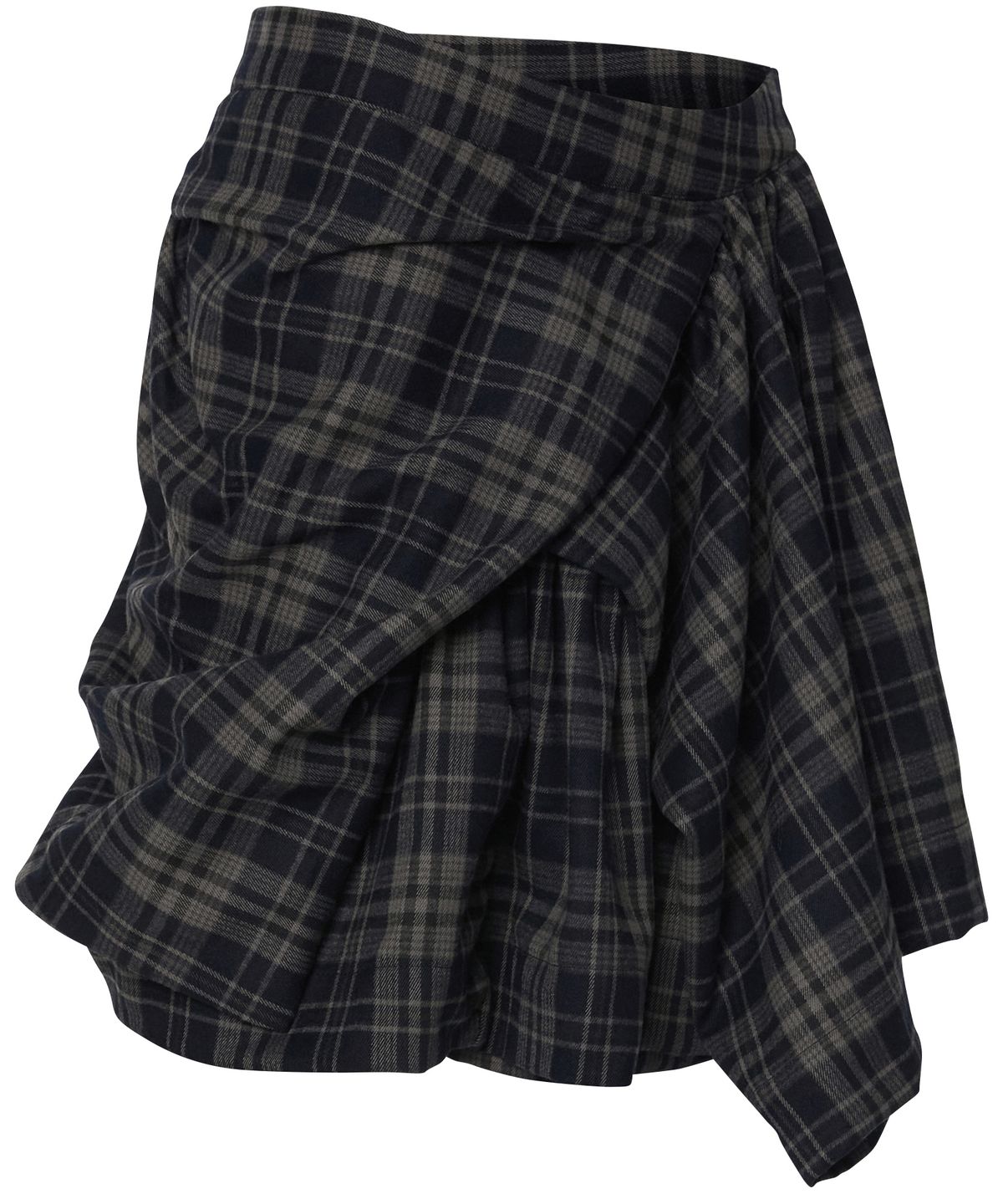 플레어업(FLAREUP) Asymmetrical Draped Layered Skirt (FL-252_Checkered)