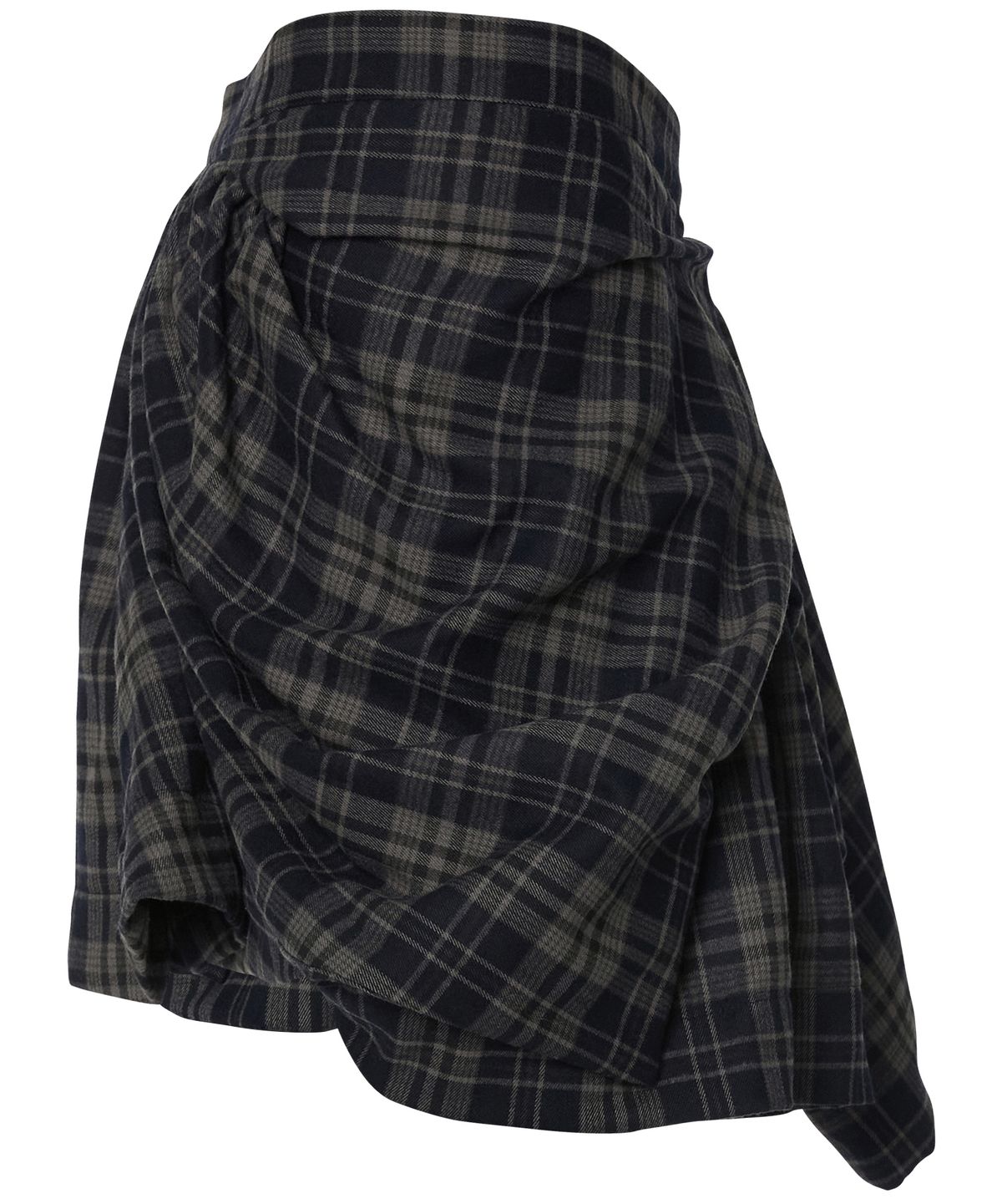 플레어업(FLAREUP) Asymmetrical Draped Layered Skirt (FL-252_Checkered)