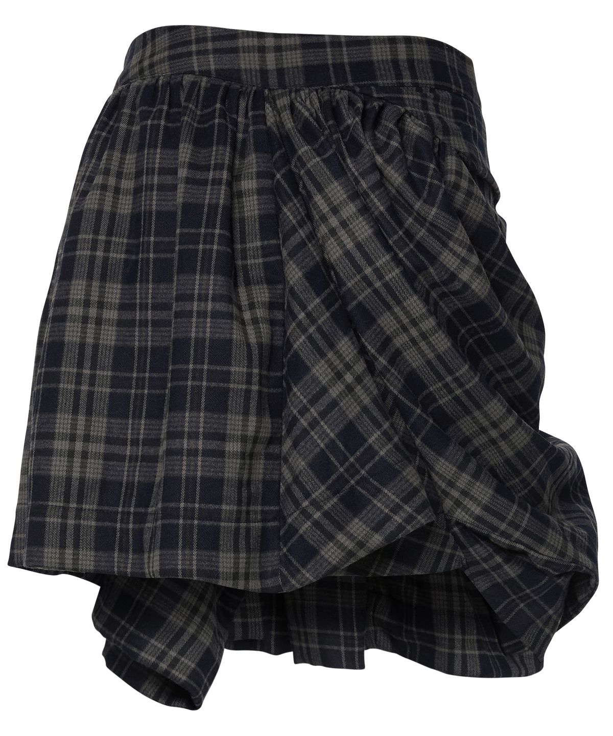 플레어업(FLAREUP) Asymmetrical Draped Layered Skirt (FL-252_Checkered)