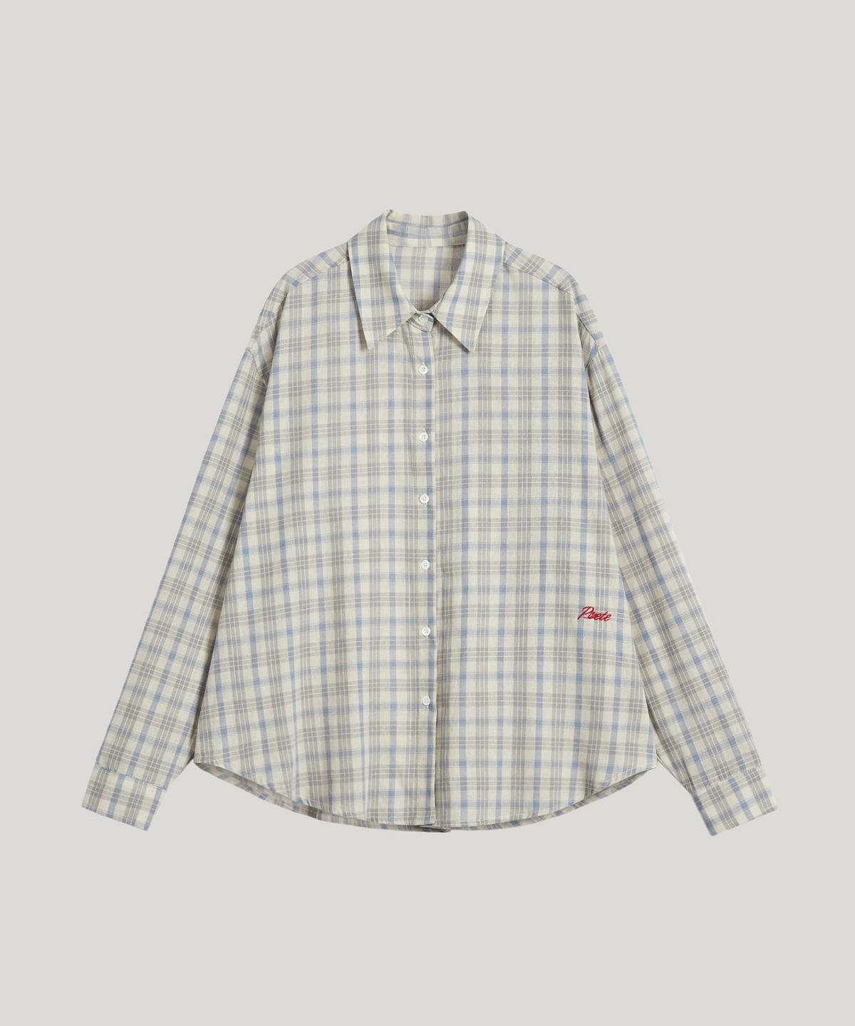 포에트서울(POETSEOUL) signature naming check shirt_skyblue