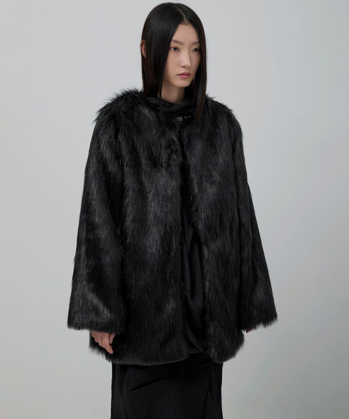 플레어업(FLAREUP) Fur Jacket (FL-046_All Black)