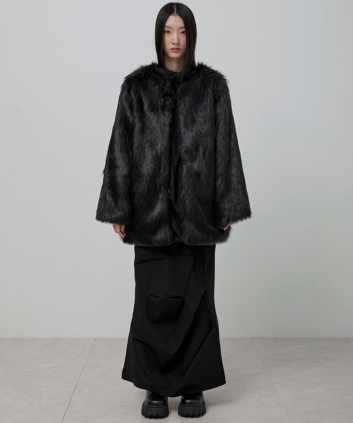 플레어업(FLAREUP) Fur Jacket (FL-046_All Black)