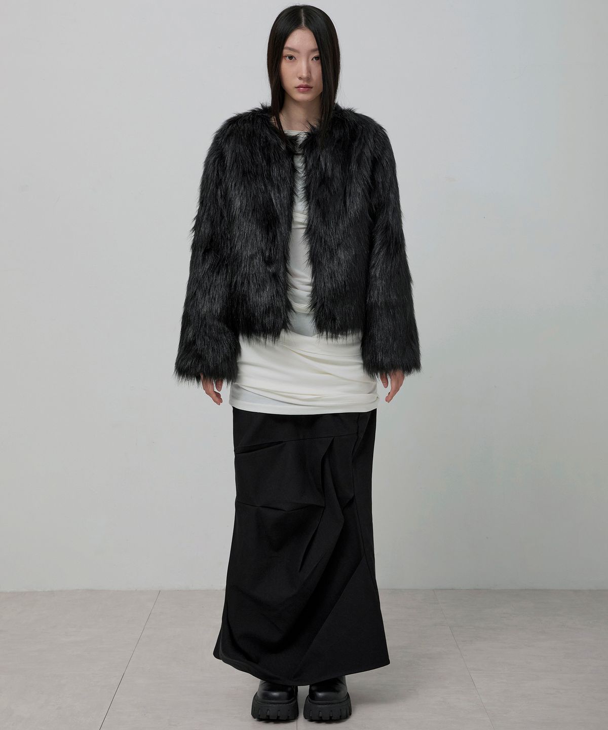 플레어업(FLAREUP) Fur Jacket (FL-046_All Black)