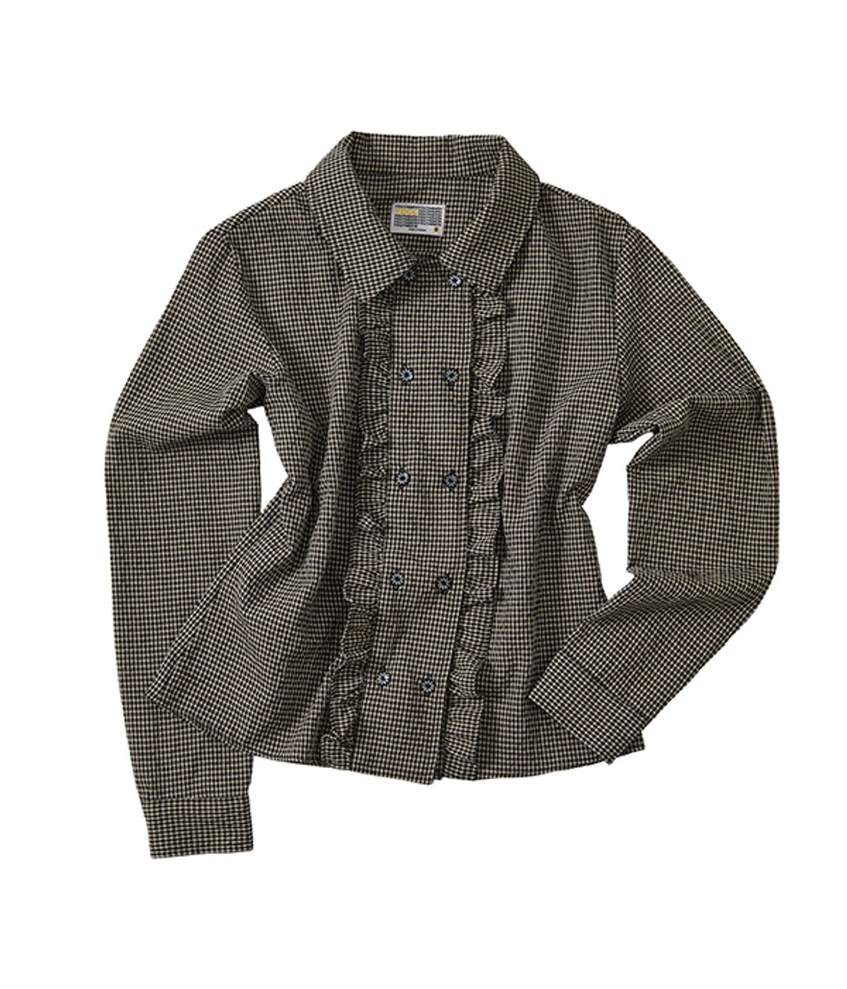유쓰배쓰(YOUTHBATH) Double Button Frill Check Shirt_black