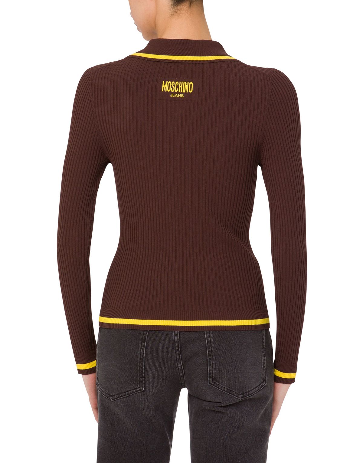 모스키노(MOSCHINO) 진스 배색 골지 카라 니트