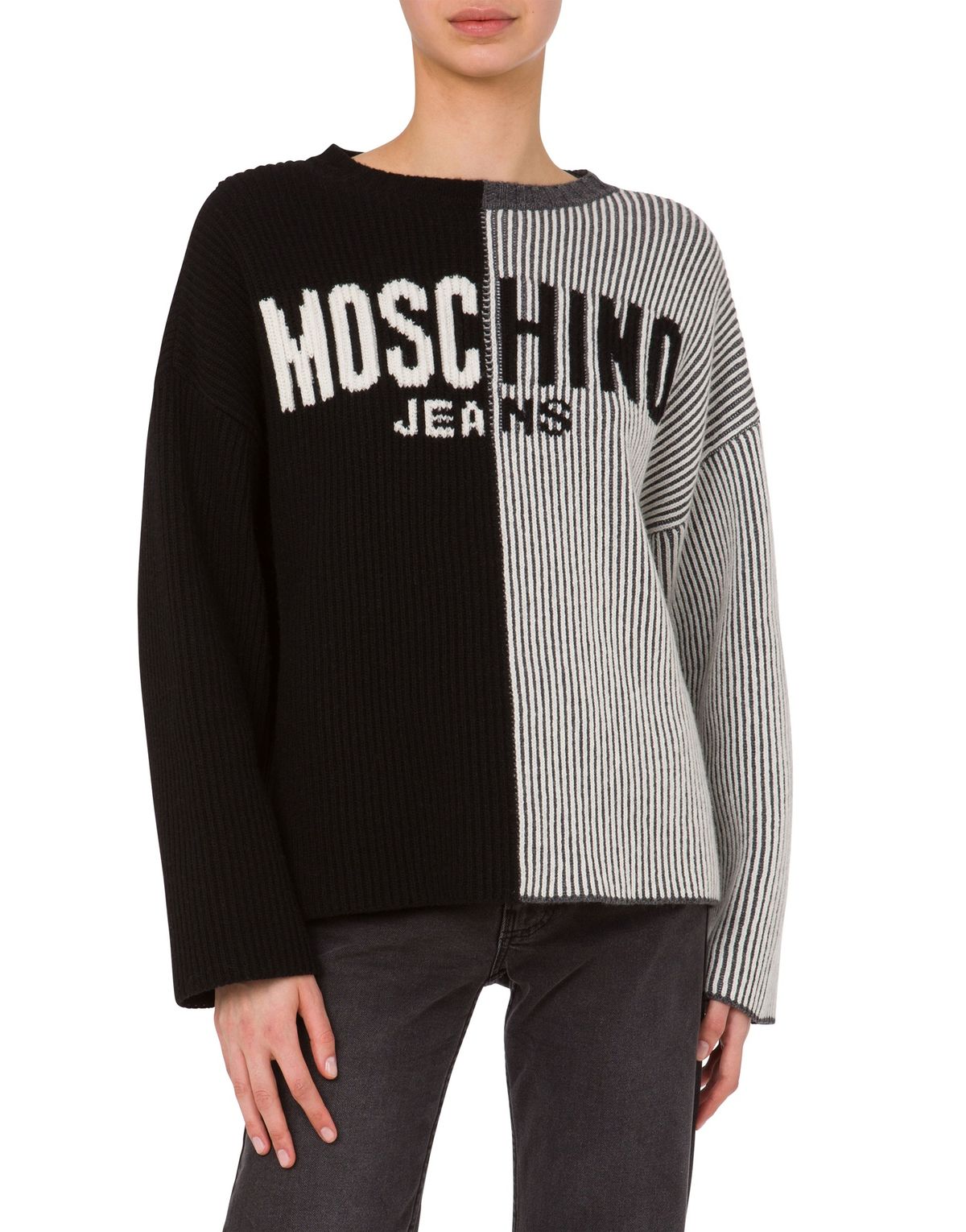 모스키노(MOSCHINO) 진스 투톤 믹스 로고 니트