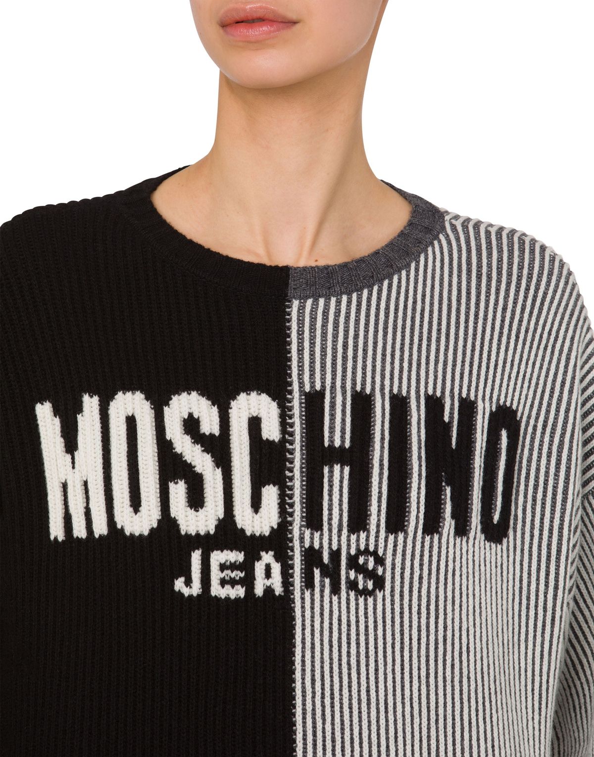 모스키노(MOSCHINO) 진스 투톤 믹스 로고 니트