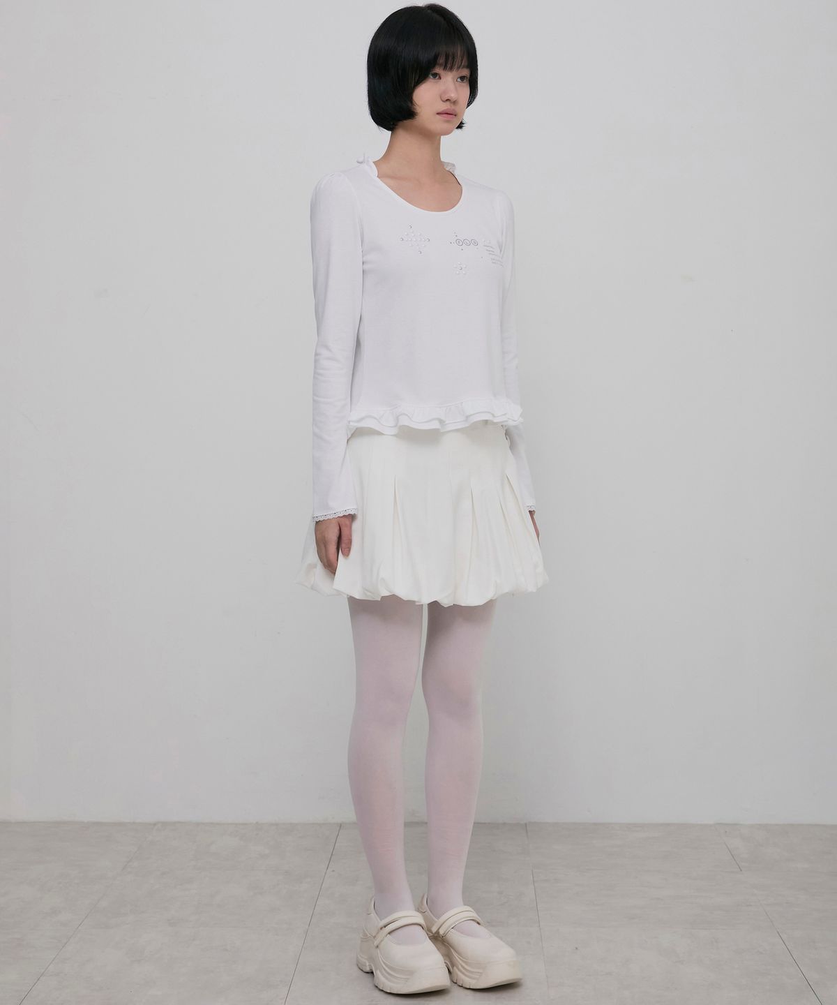 플레어업(FLAREUP) Muta Frill Puff T-Shirt (FL-189_White)