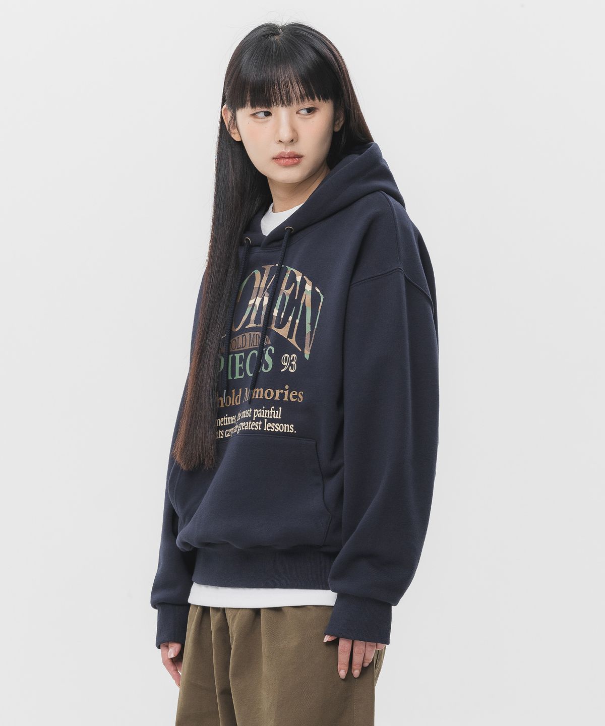 앨빈클로(ALVINCLO) BROKEN CAMO 오버핏 후드티 AVH289 (3 COLOR)