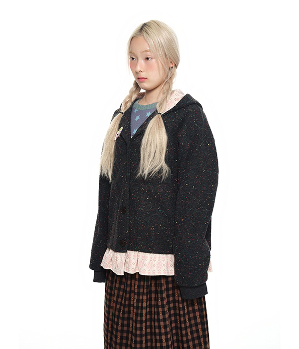 유쓰배쓰(YOUTHBATH) Button-Up Hooded Jumper_charcoal