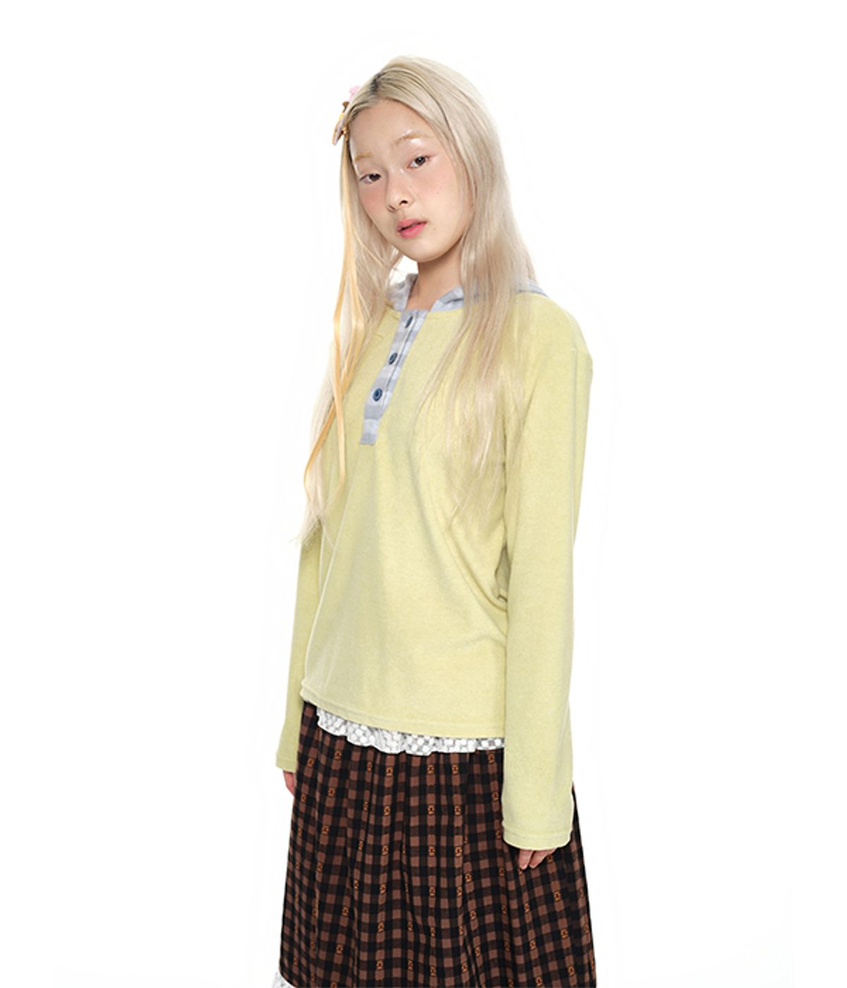 유쓰배쓰(YOUTHBATH) Hooded Henley Tee _lime