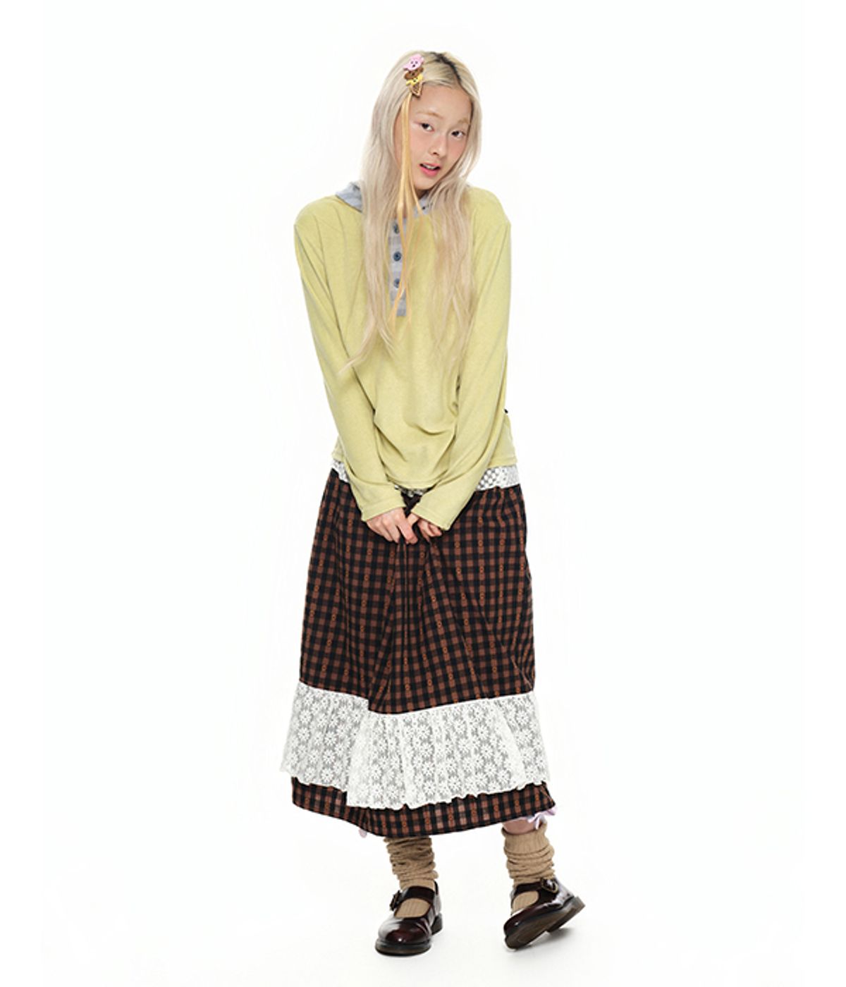유쓰배쓰(YOUTHBATH) Hooded Henley Tee _lime
