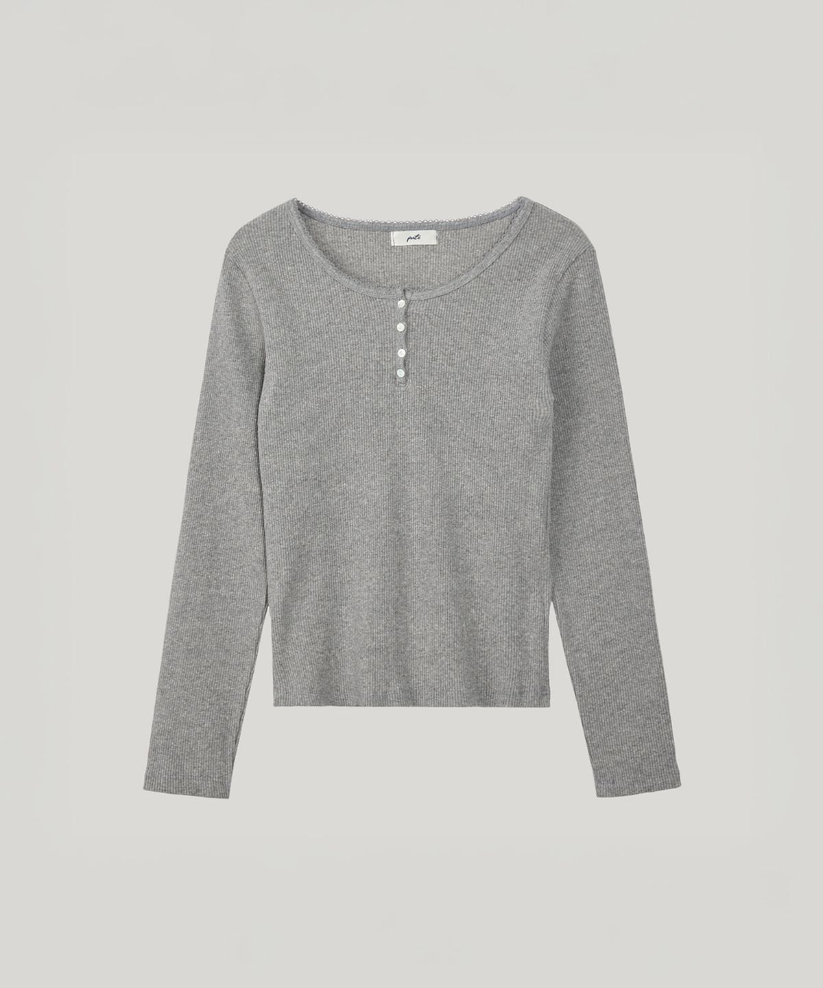 포에트서울(POETSEOUL) lace long sleeved button t-shirts_melange gray
