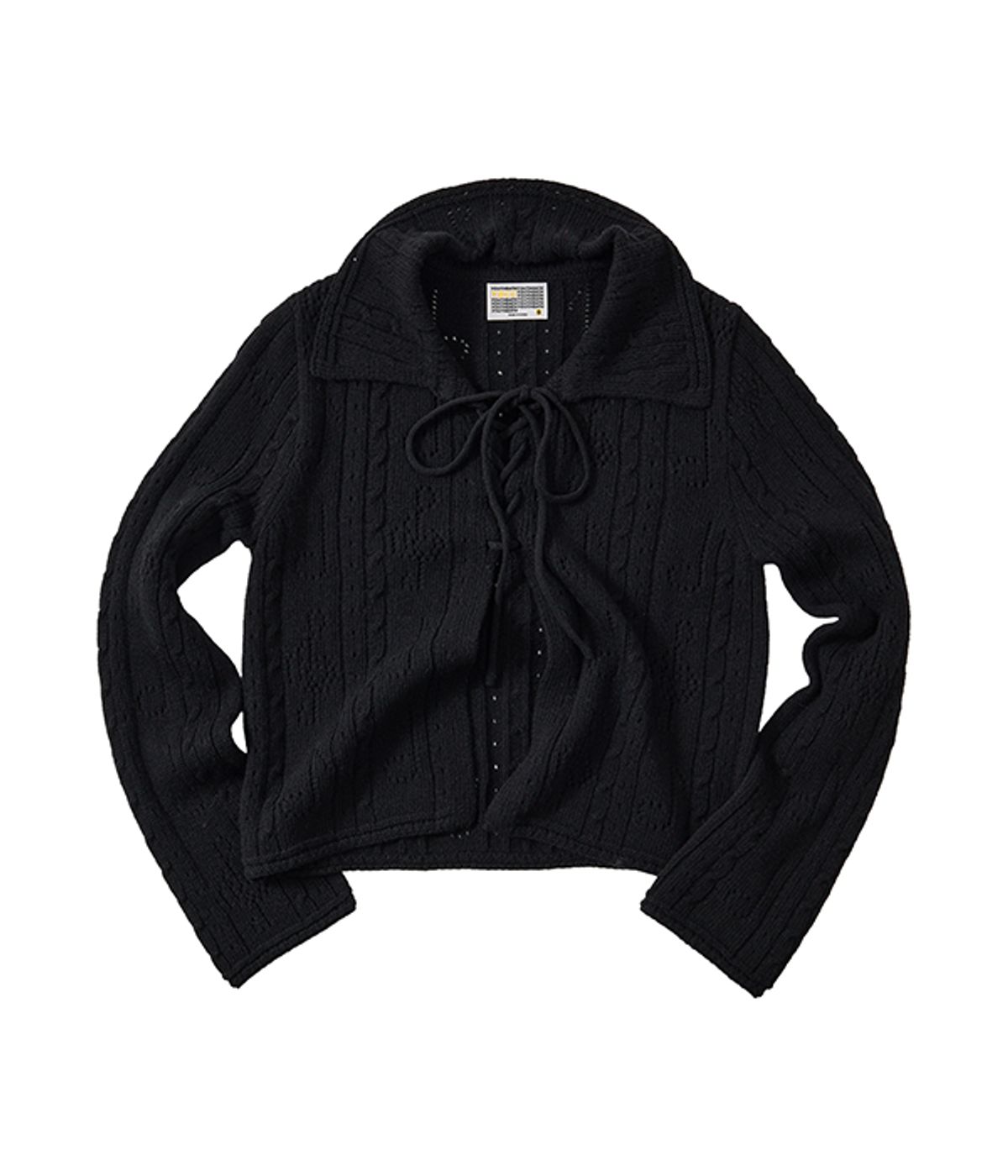 유쓰배쓰(YOUTHBATH) Lace-Up Shawl Collar Cardigan_black