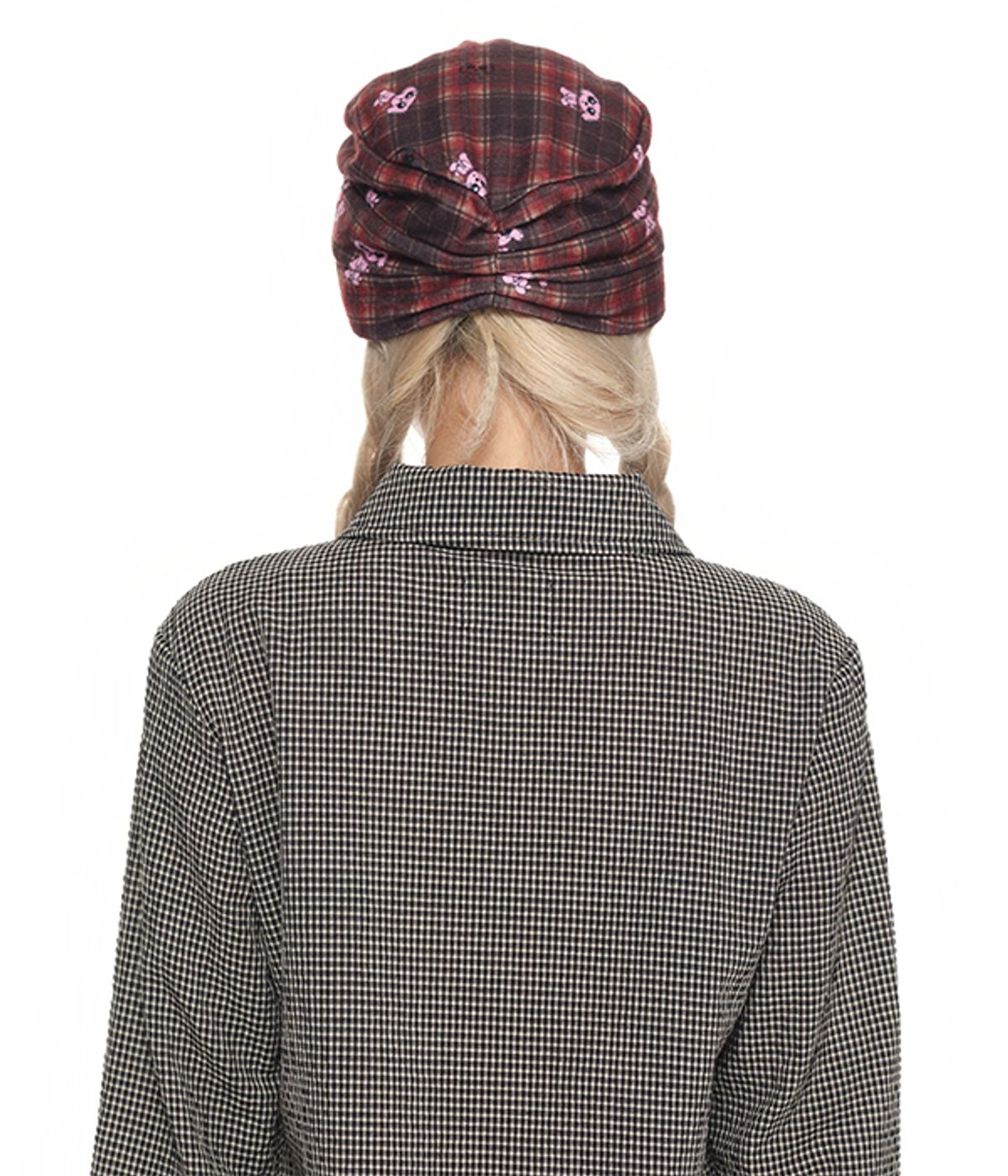 유쓰배쓰(YOUTHBATH) Corsage Checked Beanie_brown