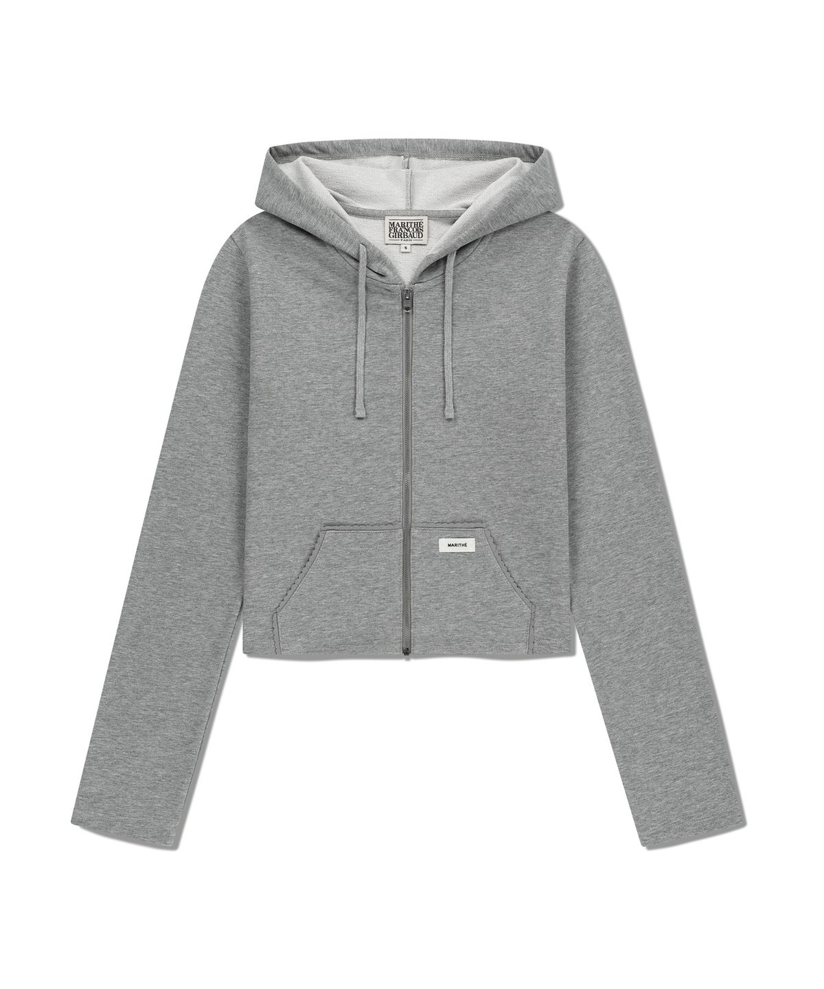 마리떼 프랑소와 저버(MARITHÉ + FRANҪOIS GIRBAUD) W SLIM FIT CROP HOODIE ZIPUP heather gray