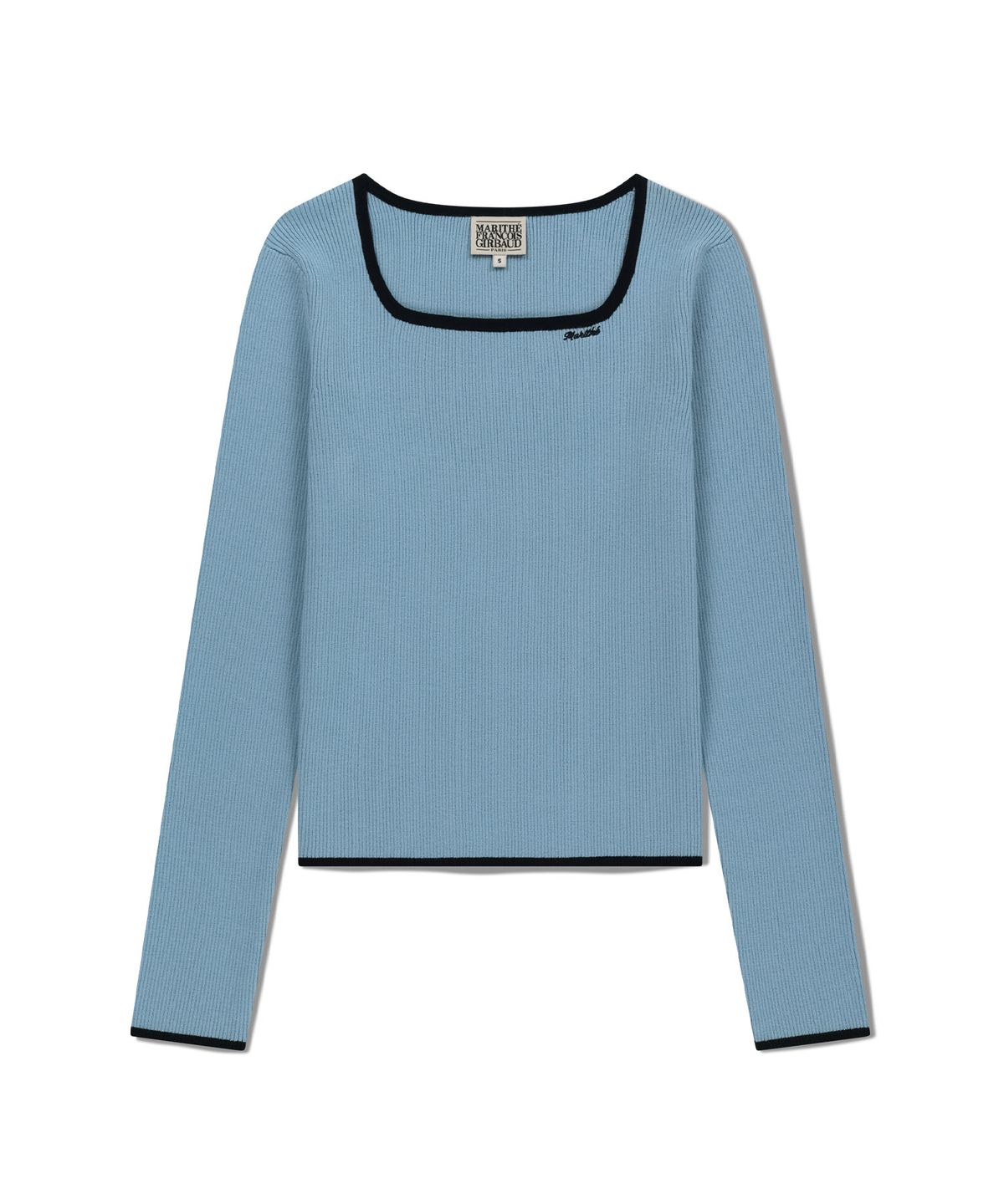 마리떼 프랑소와 저버(MARITHÉ + FRANҪOIS GIRBAUD) W COLOR POINT SQUARE NECK KNIT PULLOVER sky blue