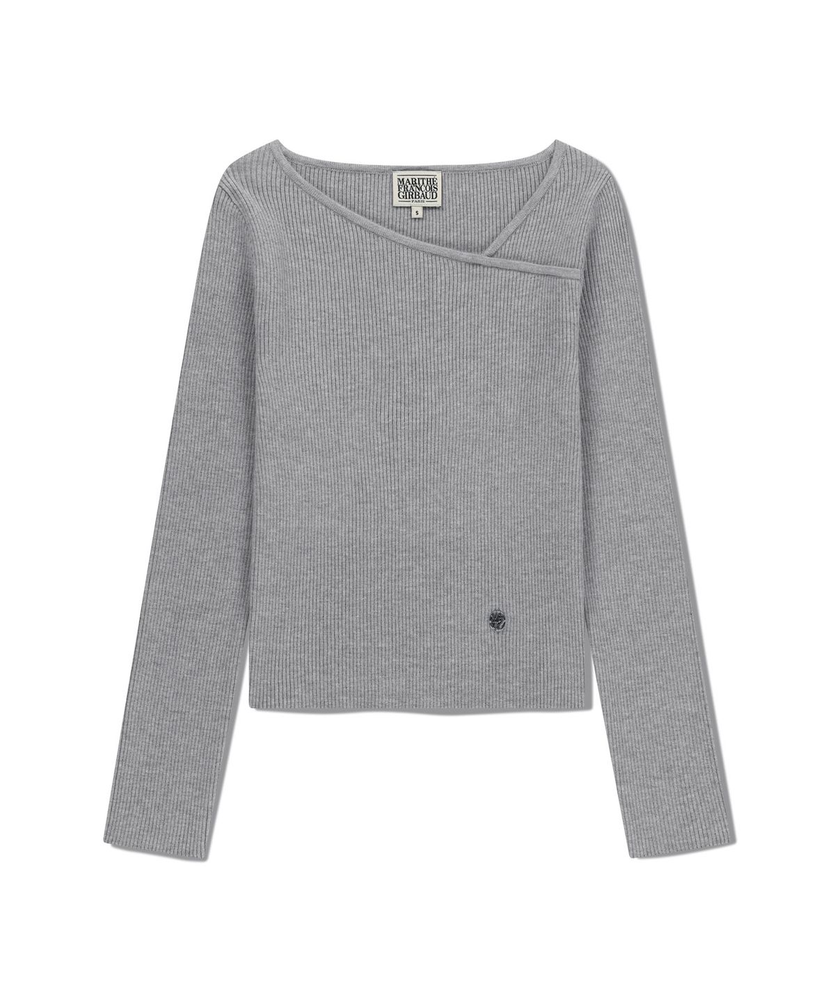 마리떼 프랑소와 저버(MARITHÉ + FRANҪOIS GIRBAUD) W CIRCLE LOGO NECK POINT KNIT heather gray