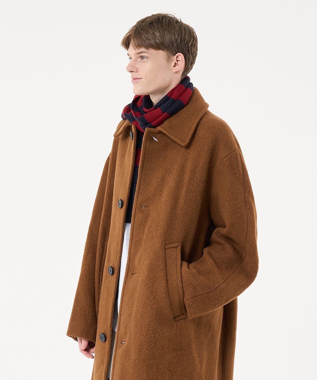 에이카화이트(AECA) AECA LOGO STRIPE MUFFLER-BURGUNDY