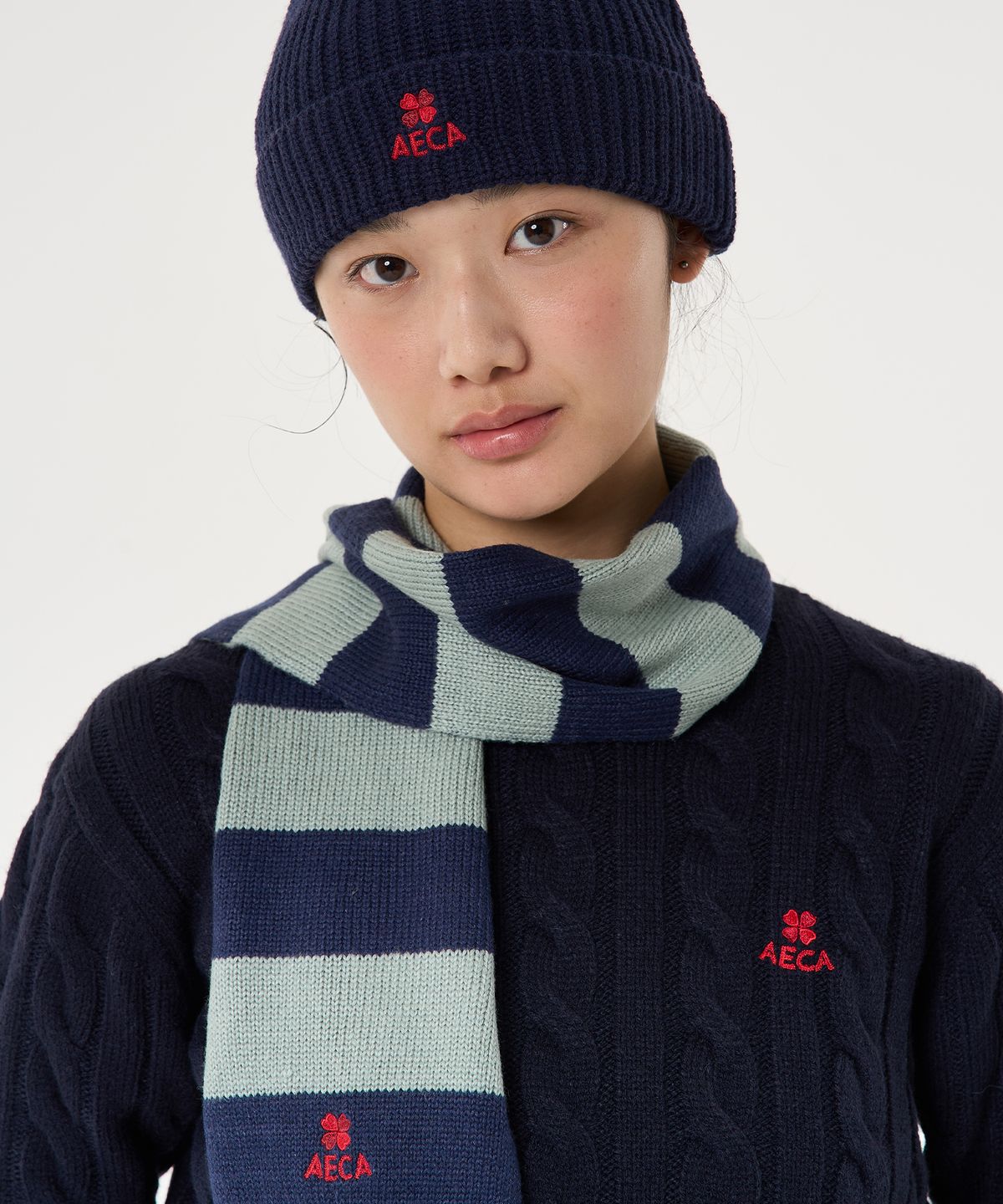 에이카화이트(AECA) AECA LOGO STRIPE MUFFLER-MINT