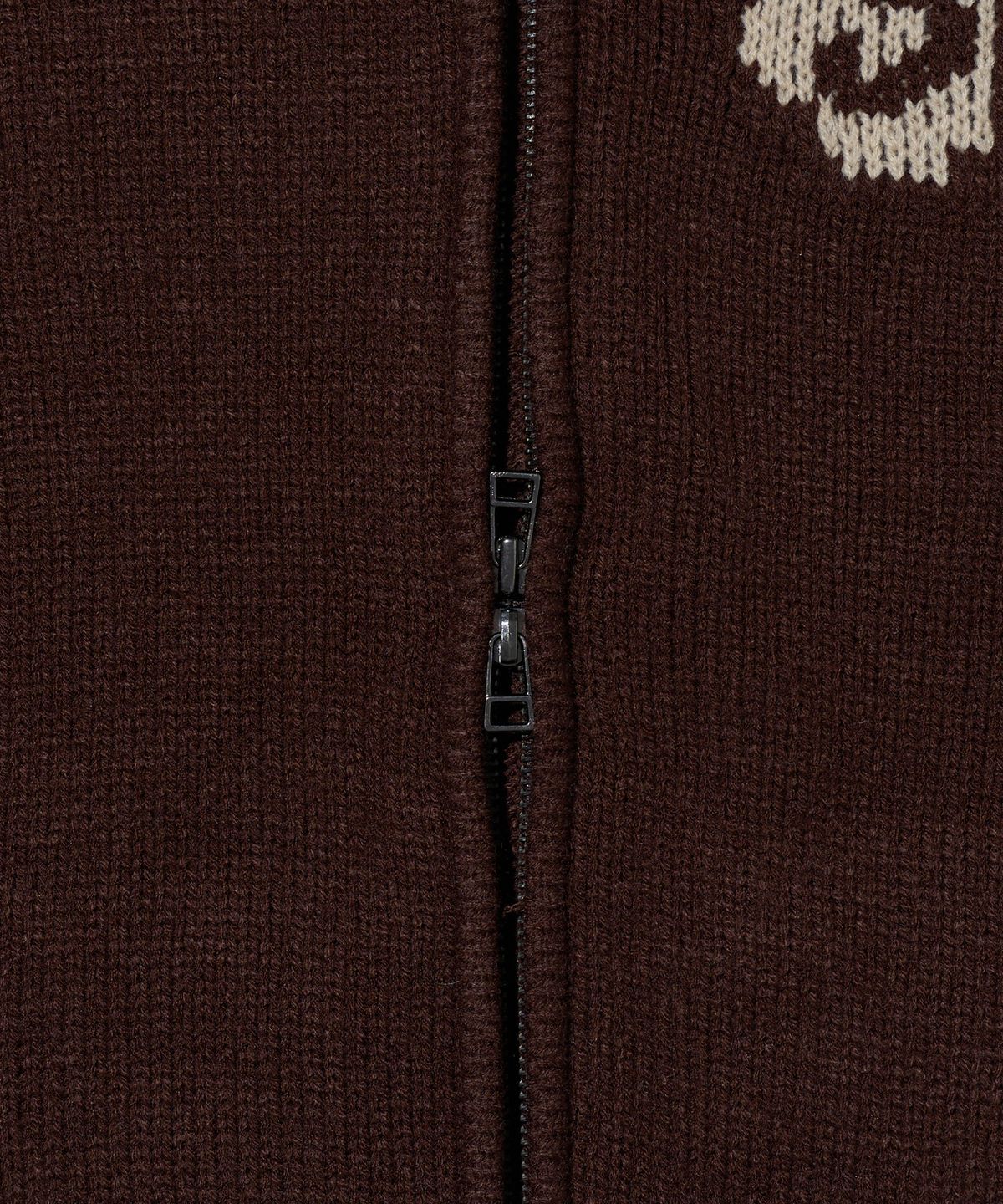 에이카화이트(AECA) AECA RAGLAN COLOR BLOCK ZIP UP KNIT-BROWN