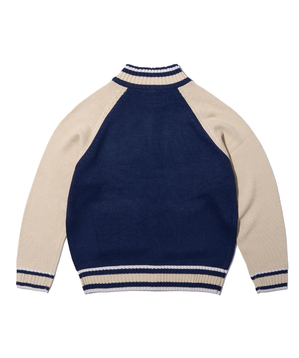 에이카화이트(AECA) AECA RAGLAN COLOR BLOCK ZIP UP KNIT-NAVY