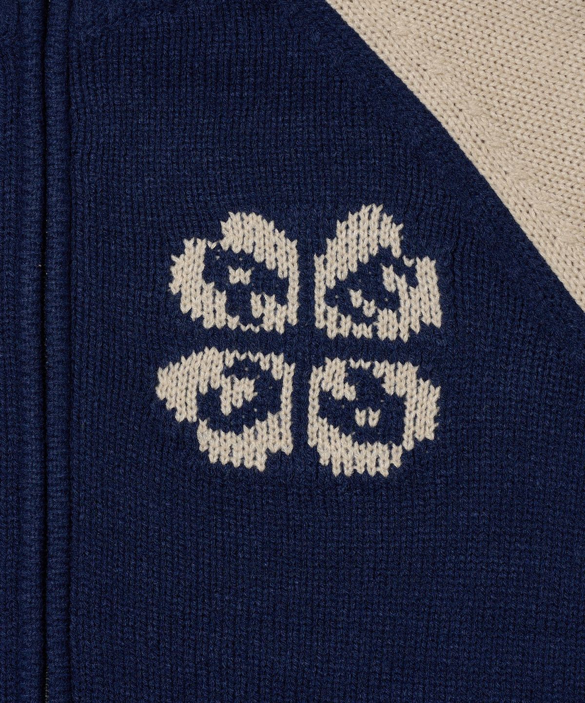에이카화이트(AECA) AECA RAGLAN COLOR BLOCK ZIP UP KNIT-NAVY