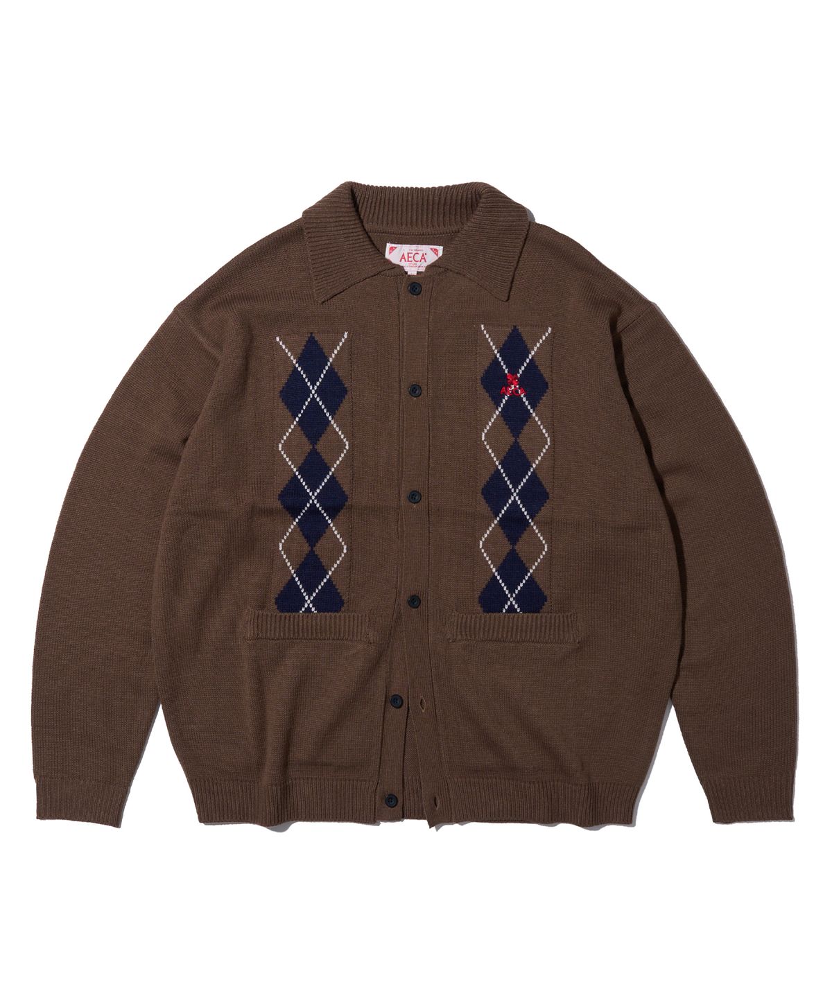 에이카화이트(AECA) AECA ARGYLE COLLAR CARDIGAN-BROWN