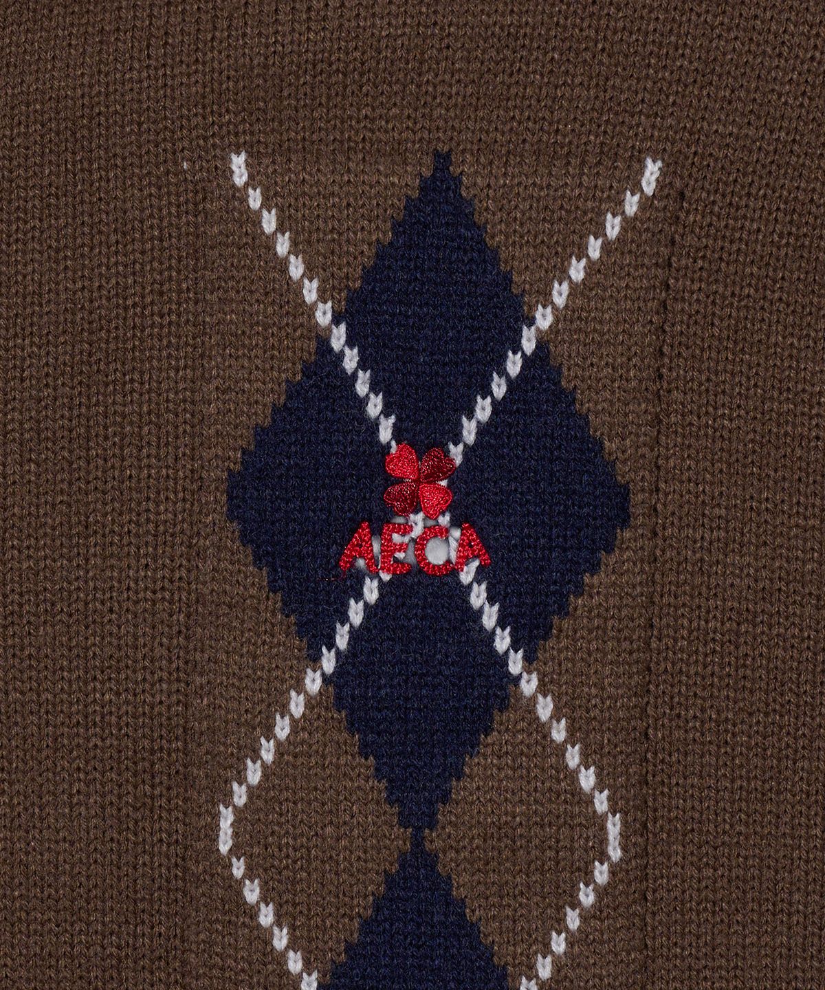 에이카화이트(AECA) AECA ARGYLE COLLAR CARDIGAN-BROWN