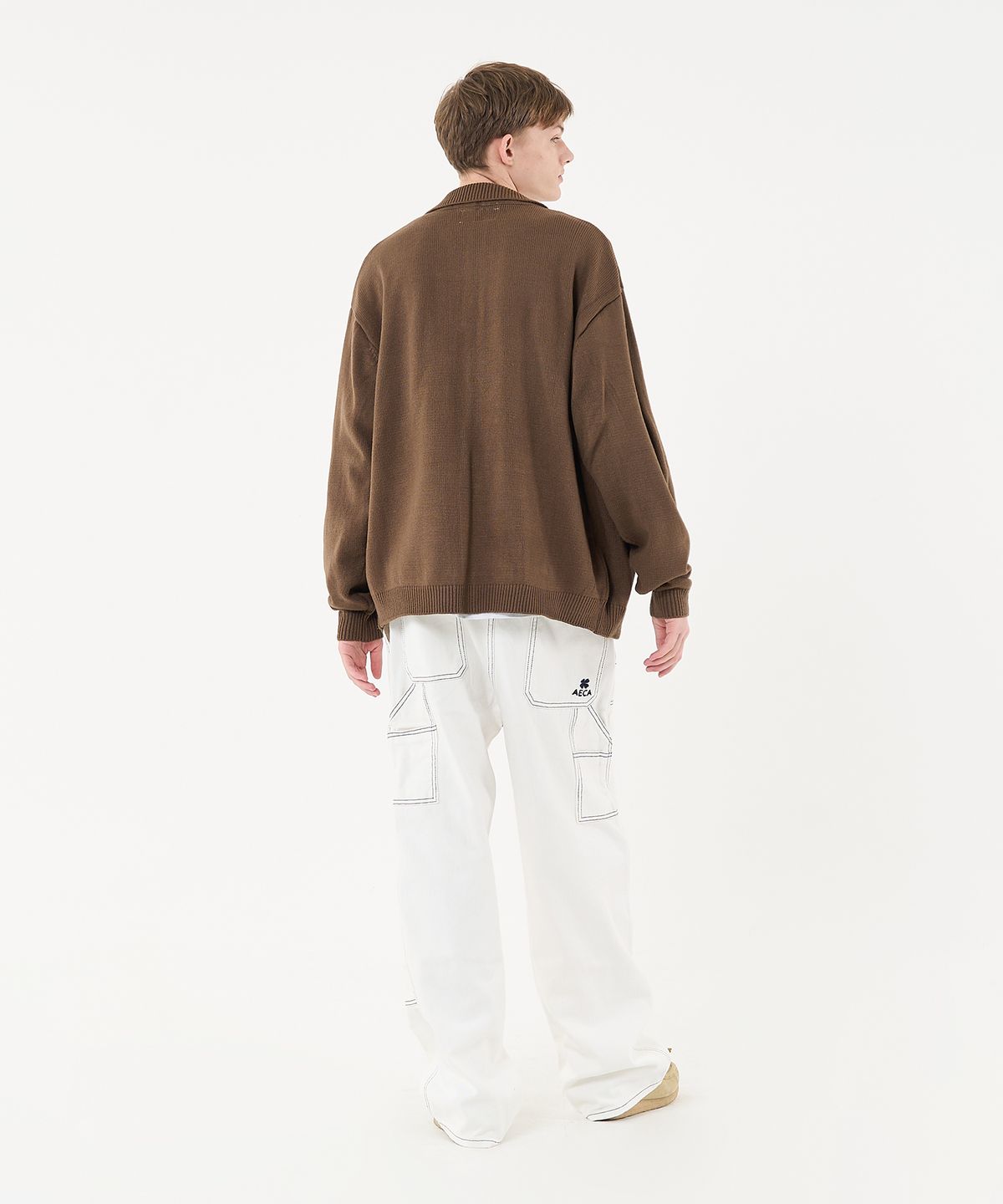 에이카화이트(AECA) AECA ARGYLE COLLAR CARDIGAN-BROWN